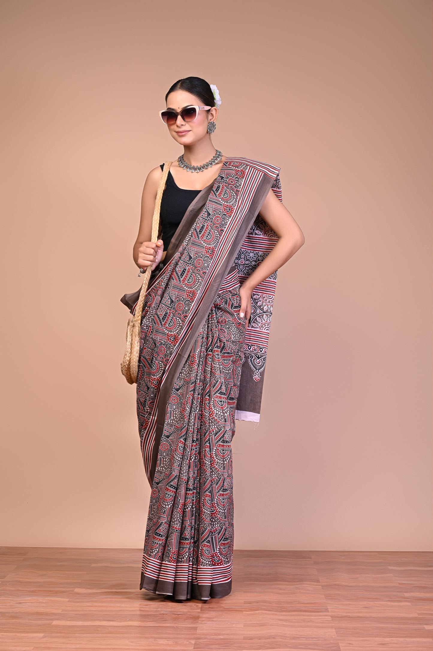 Hand Block Print Cotton Mulmul Saree – Lightweight & Breathable Everyday Wear