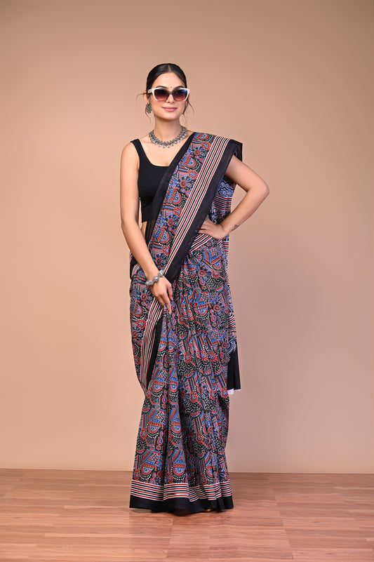 Ajrakh Verse — Black Stripe Fan