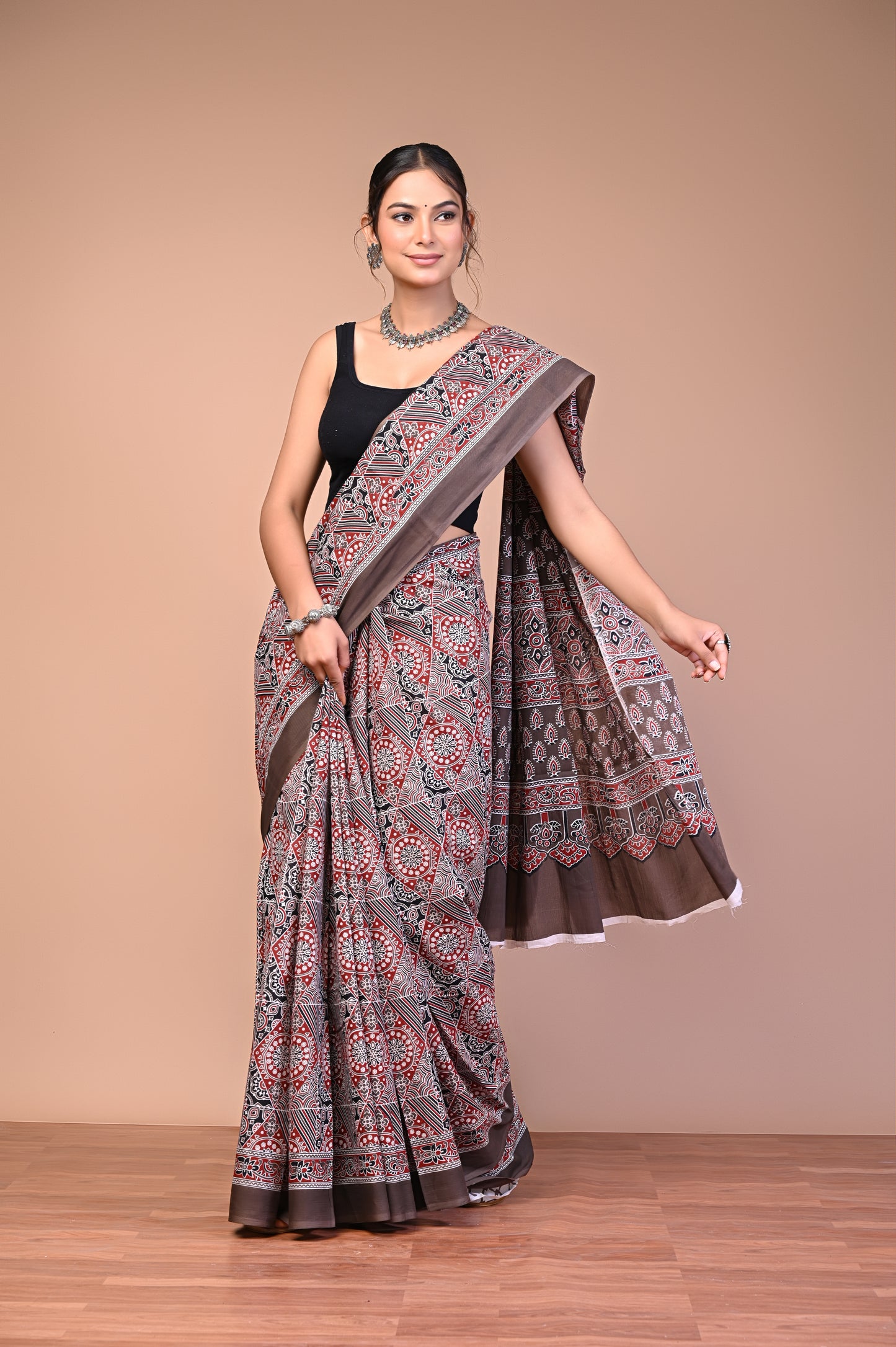 Hand Block Print Cotton Mulmul Saree – Lightweight & Breathable Everyday Wear