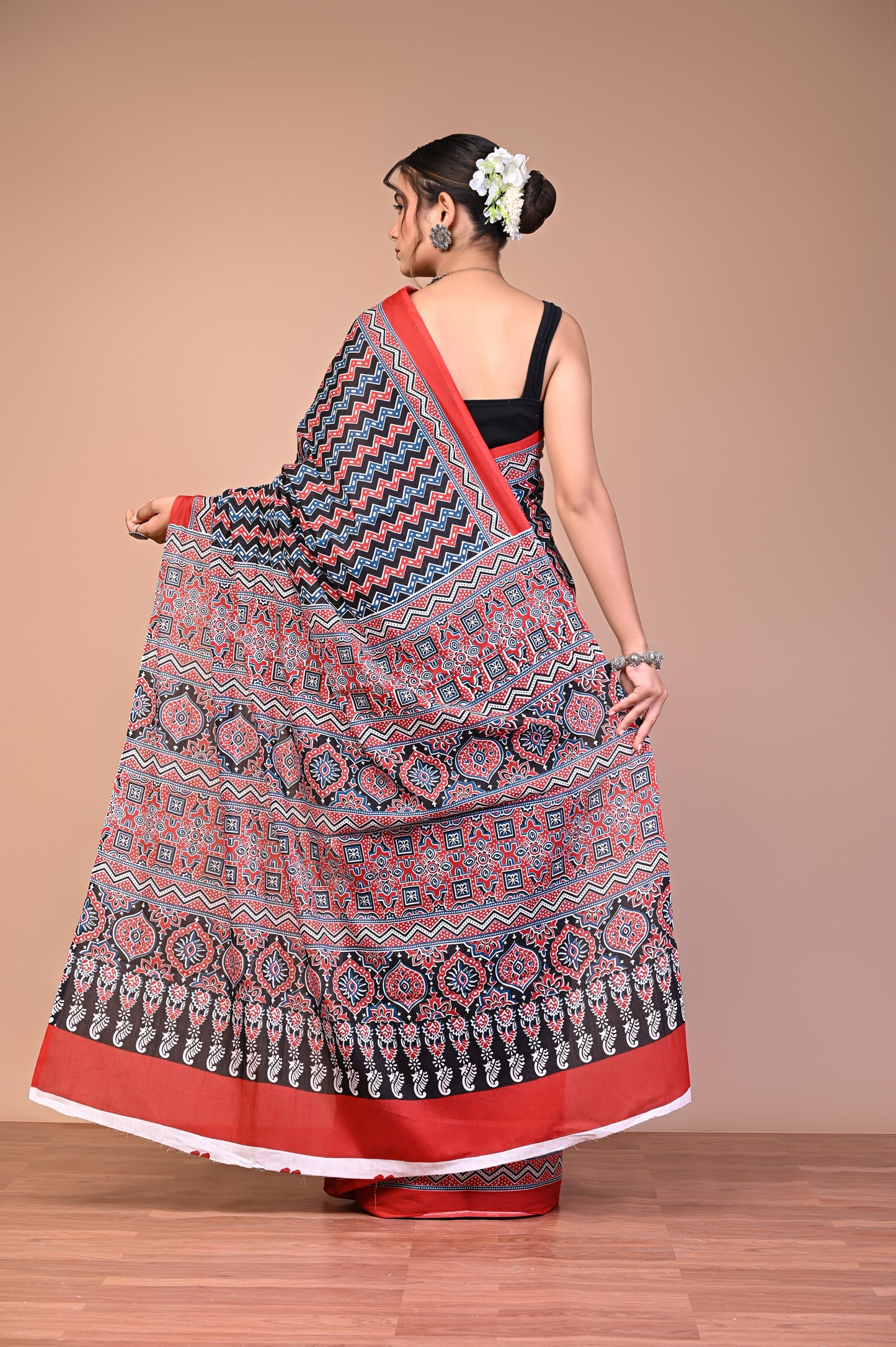 Hand Block Print Cotton Mulmul Saree – Lightweight & Breathable Everyday Wear