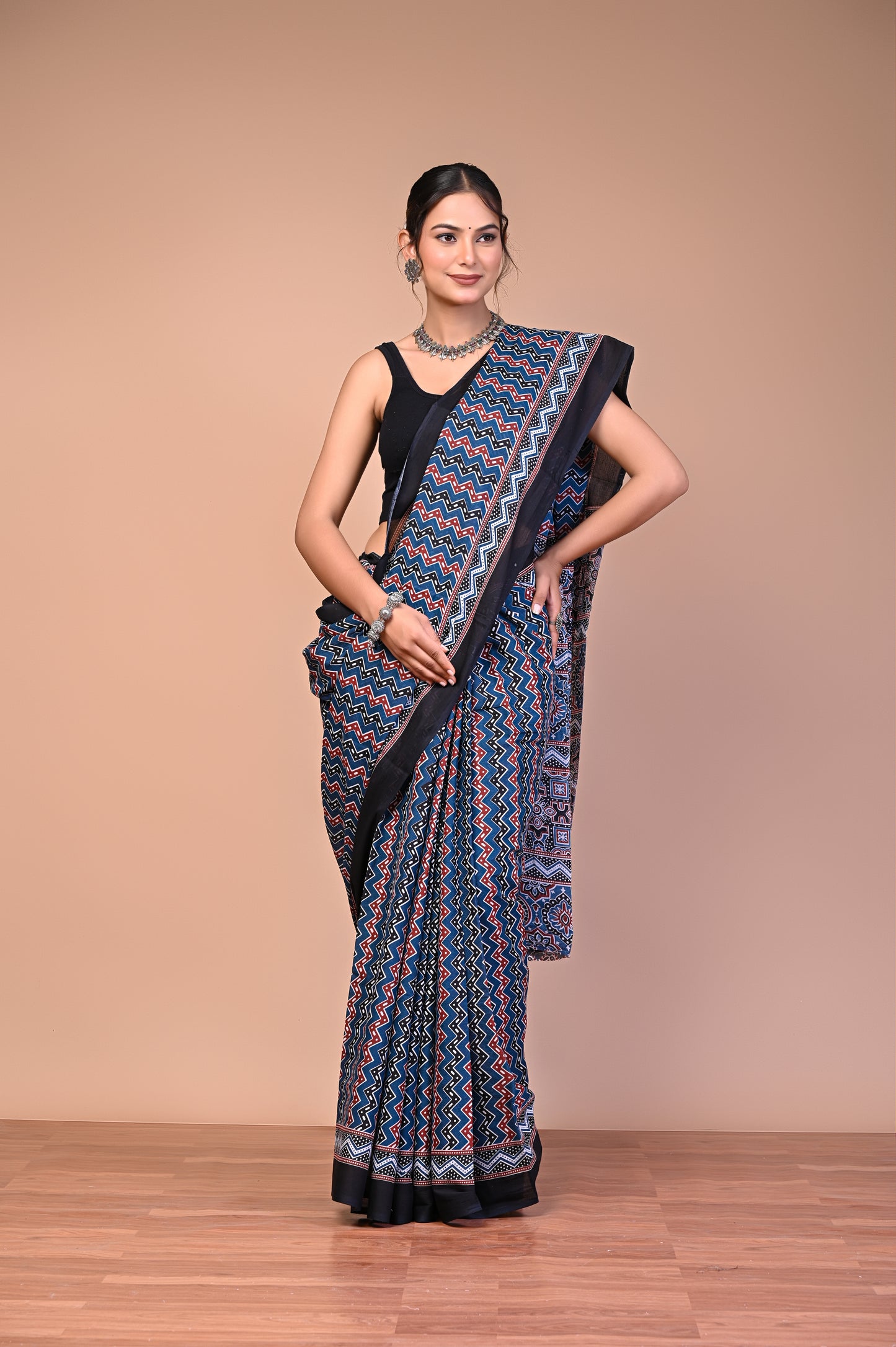 Hand Block Print Cotton Mulmul Saree – Lightweight & Breathable Everyday Wear