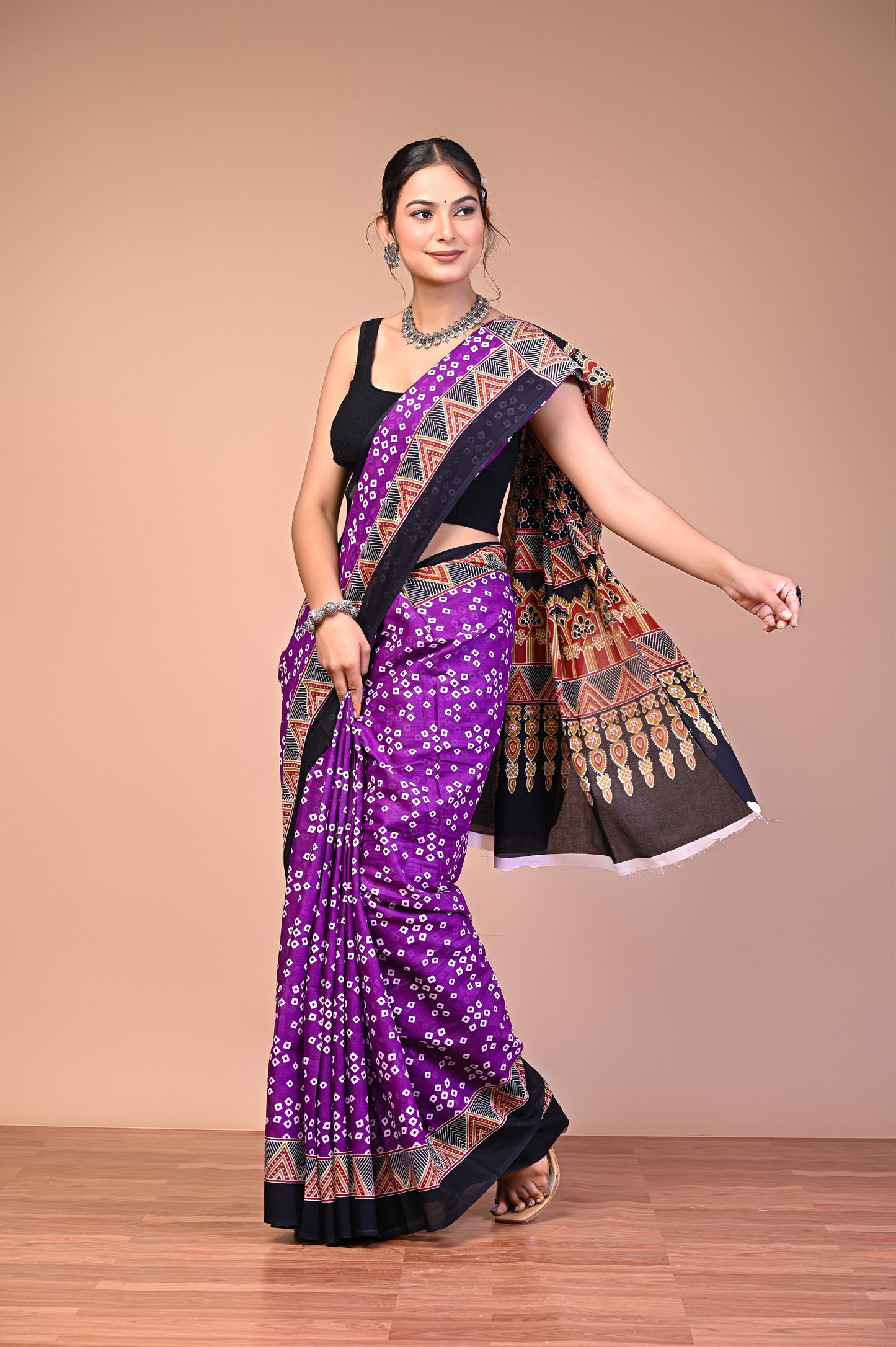 Hand Block Print Cotton Mulmul Saree – Lightweight & Breathable Everyday Wear