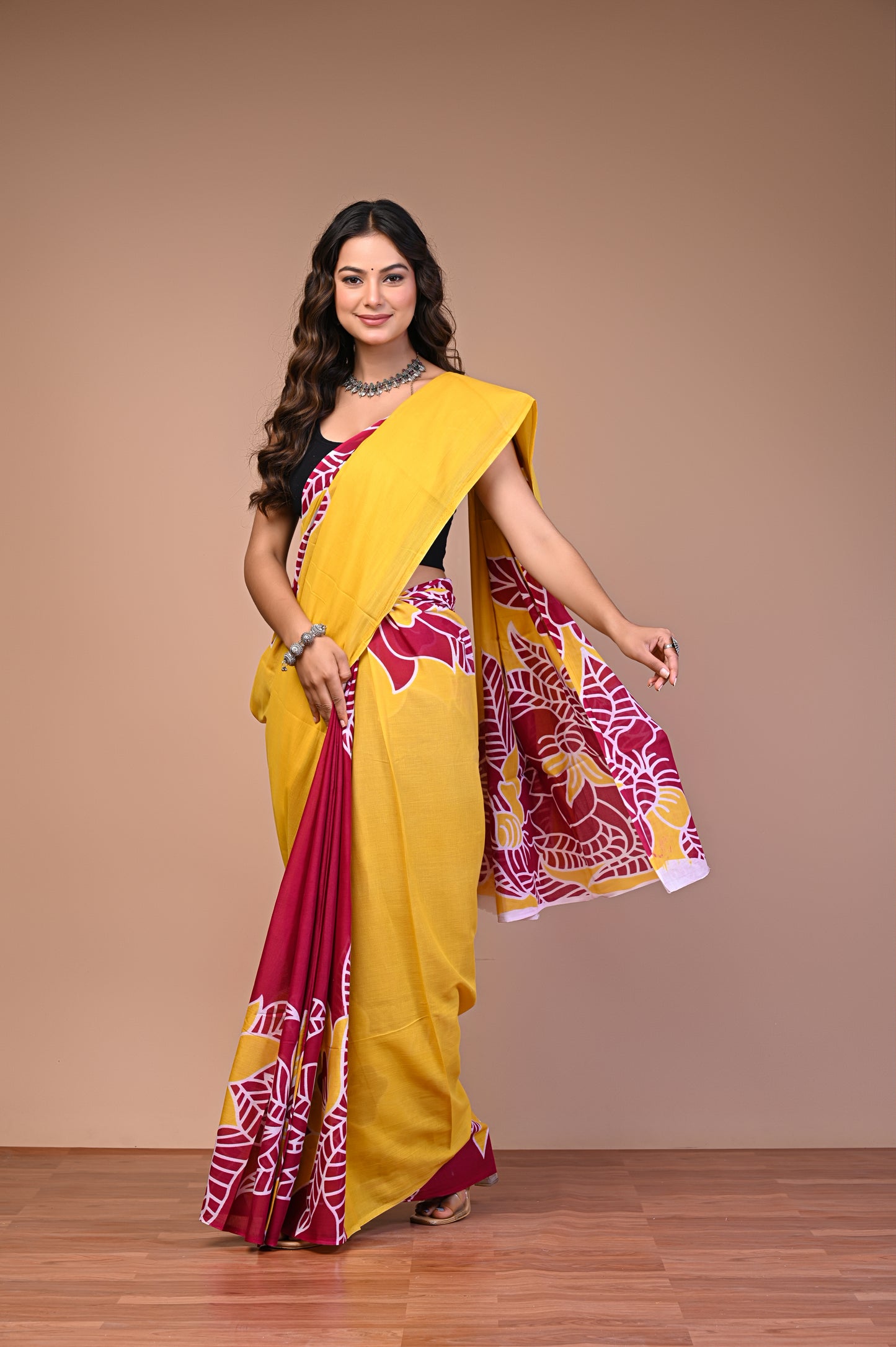 Hand Block Print Cotton Mulmul Saree – Lightweight & Breathable Everyday Wear