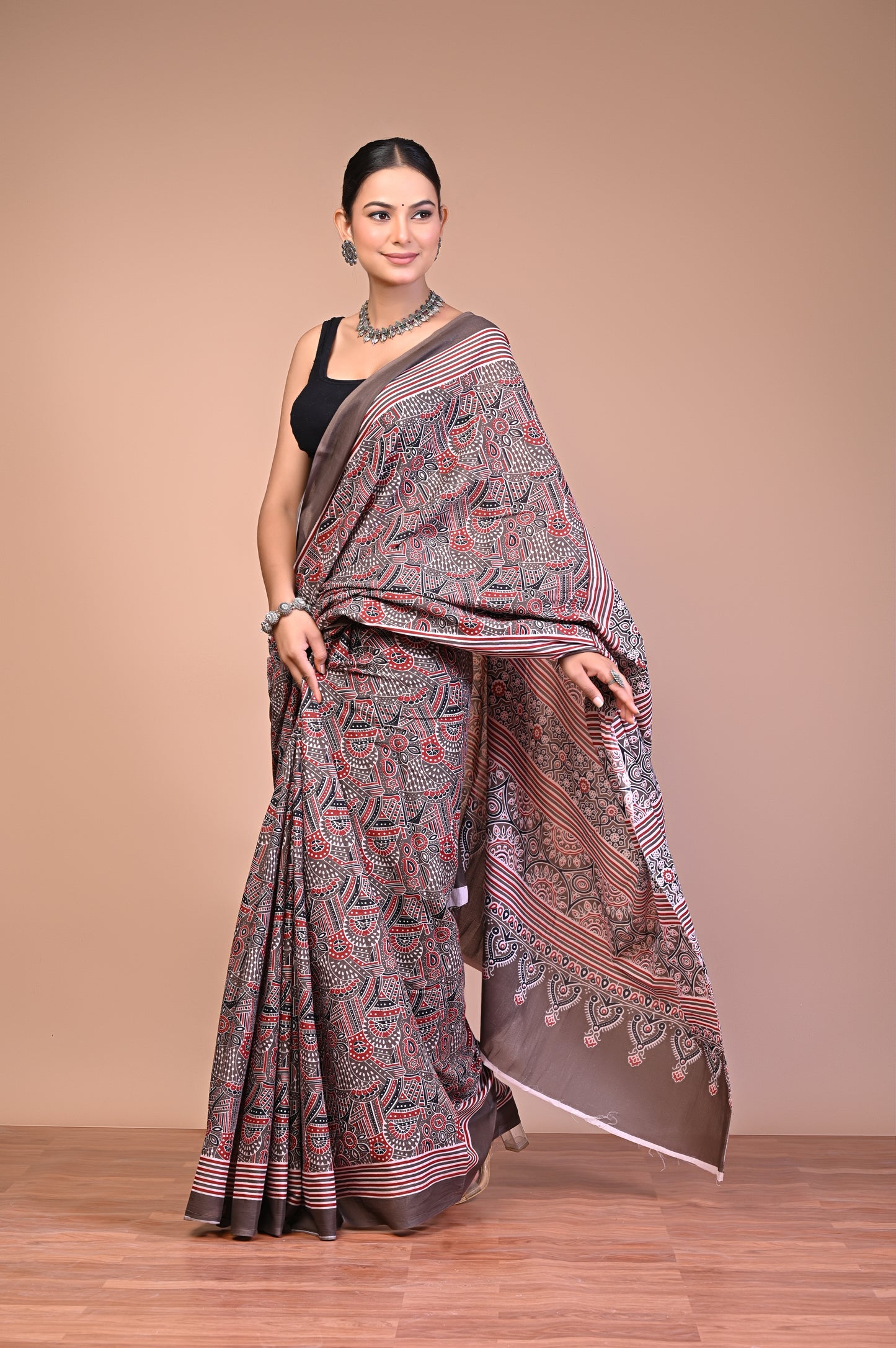 Hand Block Print Cotton Mulmul Saree – Lightweight & Breathable Everyday Wear