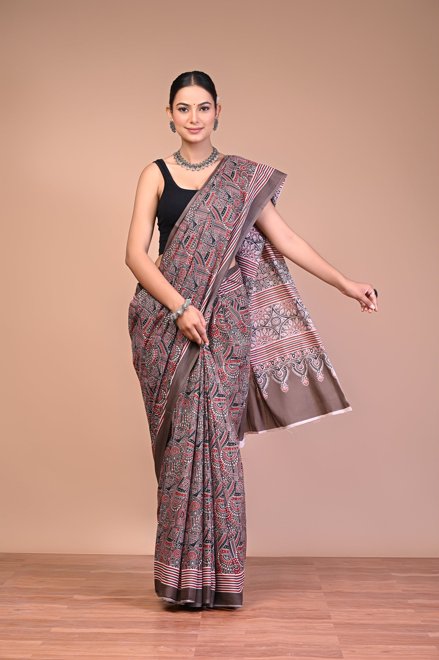 Hand Block Print Cotton Mulmul Saree – Lightweight & Breathable Everyday Wear