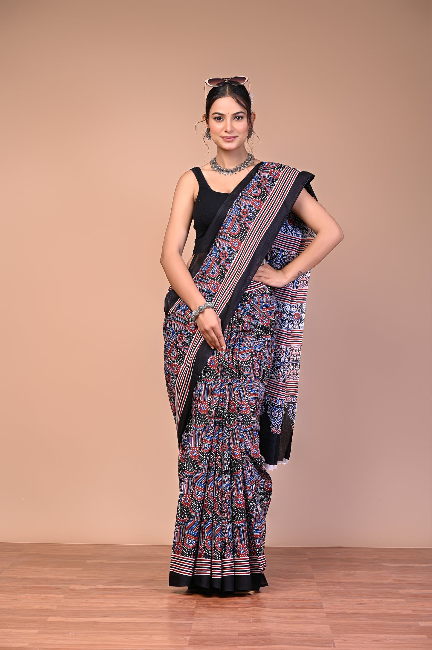 Hand Block Print Cotton Mulmul Saree – Lightweight & Breathable Everyday Wear