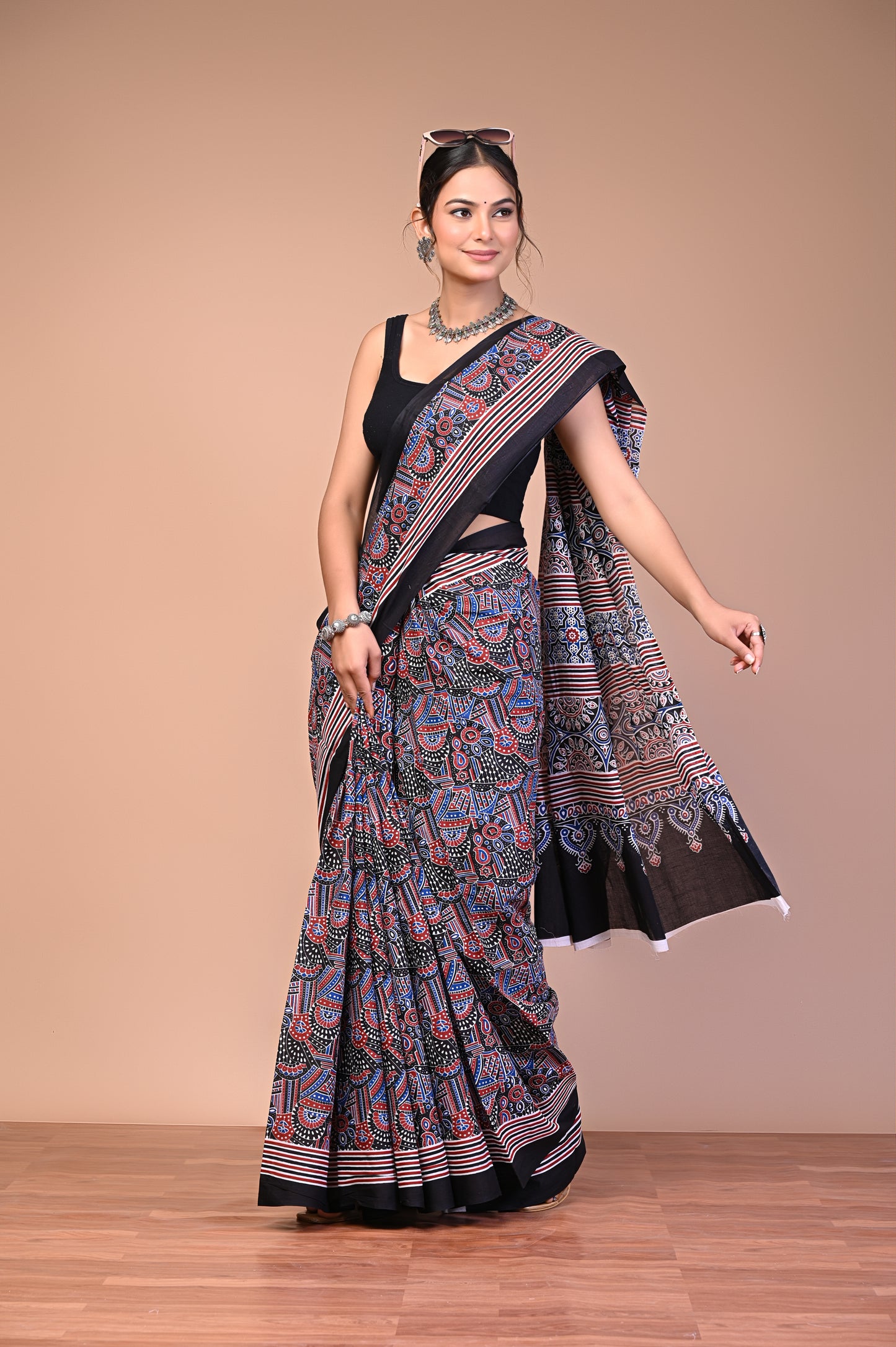 Hand Block Print Cotton Mulmul Saree – Lightweight & Breathable Everyday Wear