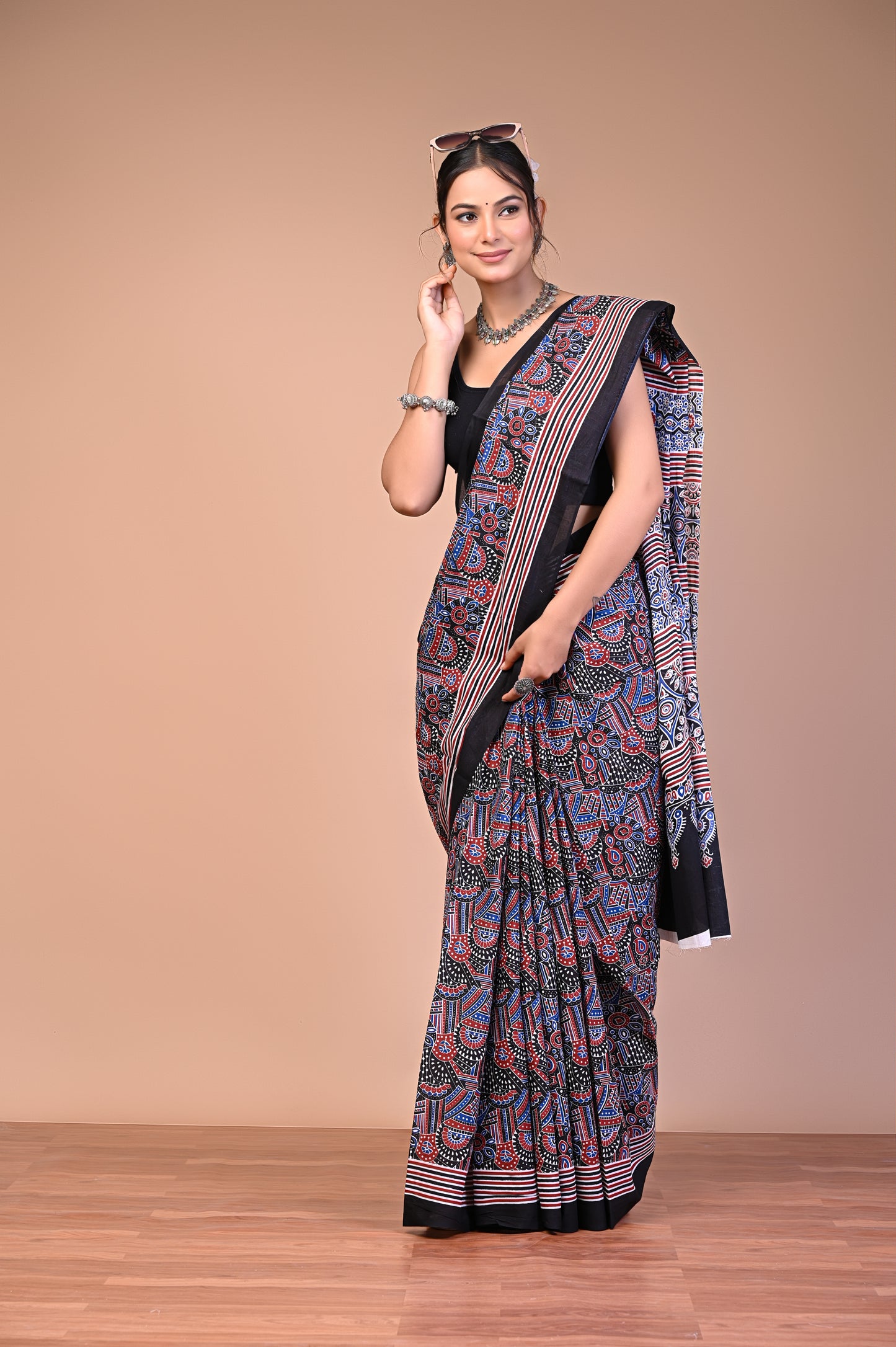 Hand Block Print Cotton Mulmul Saree – Lightweight & Breathable Everyday Wear
