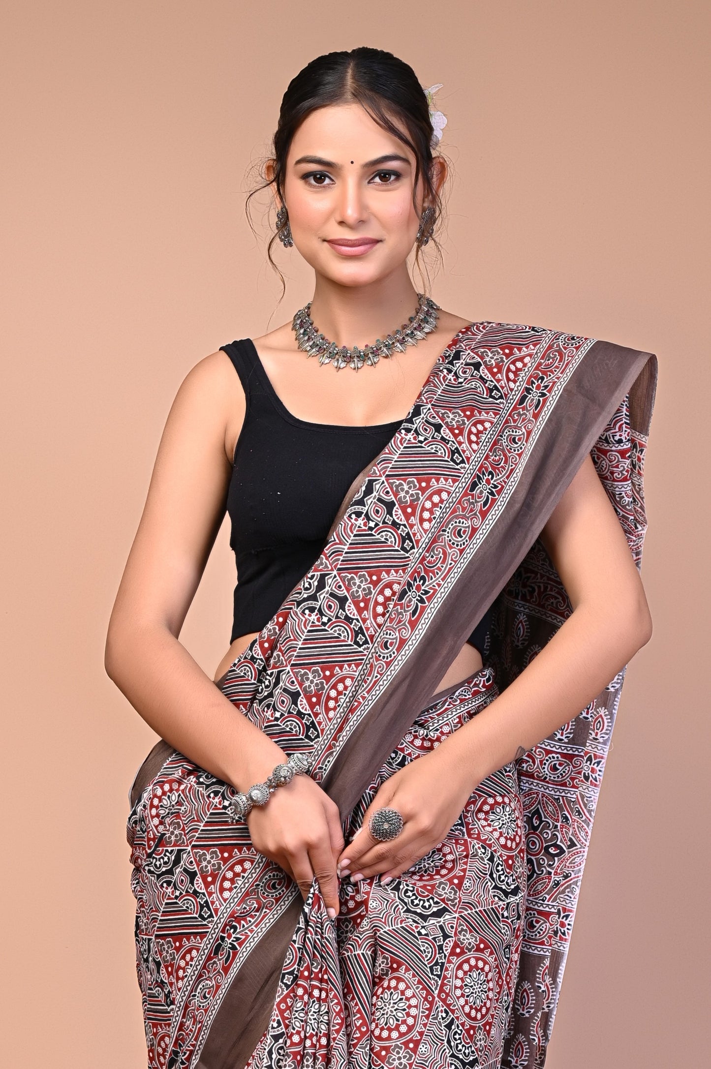 Hand Block Print Cotton Mulmul Saree – Lightweight & Breathable Everyday Wear