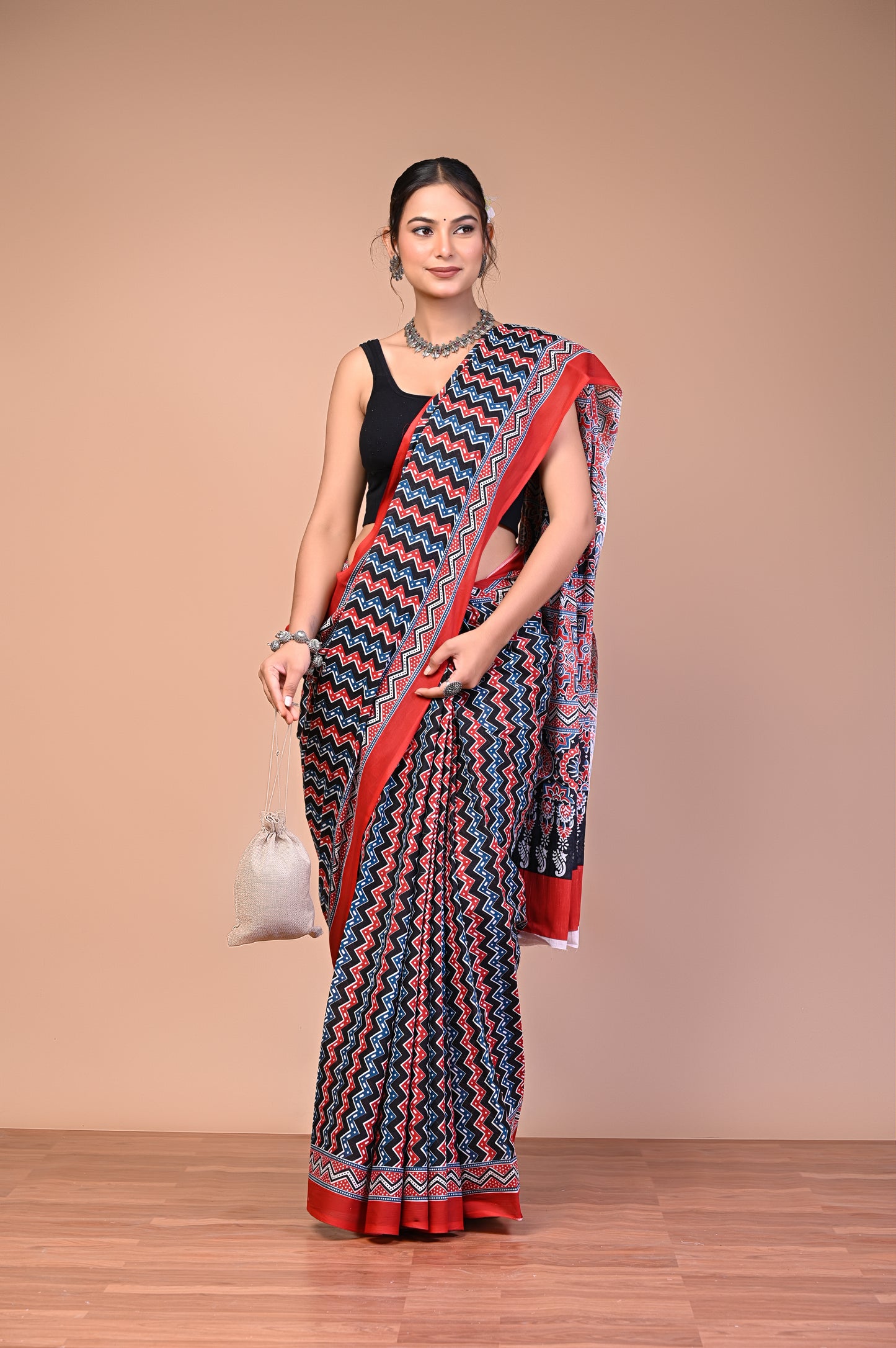 Hand Block Print Cotton Mulmul Saree – Lightweight & Breathable Everyday Wear