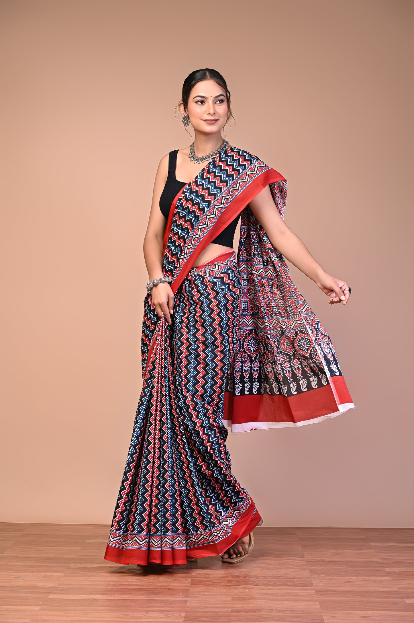 Hand Block Print Cotton Mulmul Saree – Lightweight & Breathable Everyday Wear