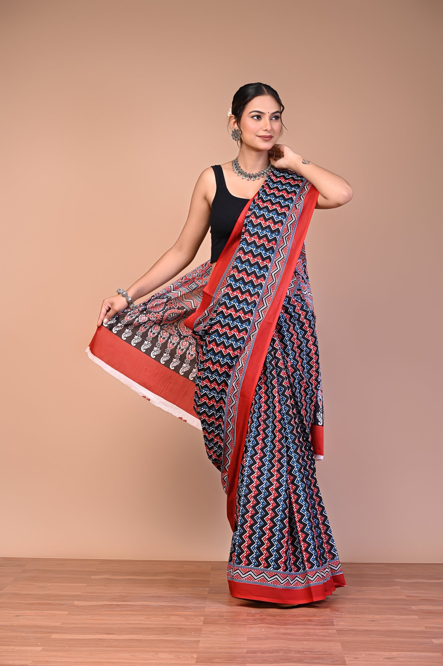 Hand Block Print Cotton Mulmul Saree – Lightweight & Breathable Everyday Wear