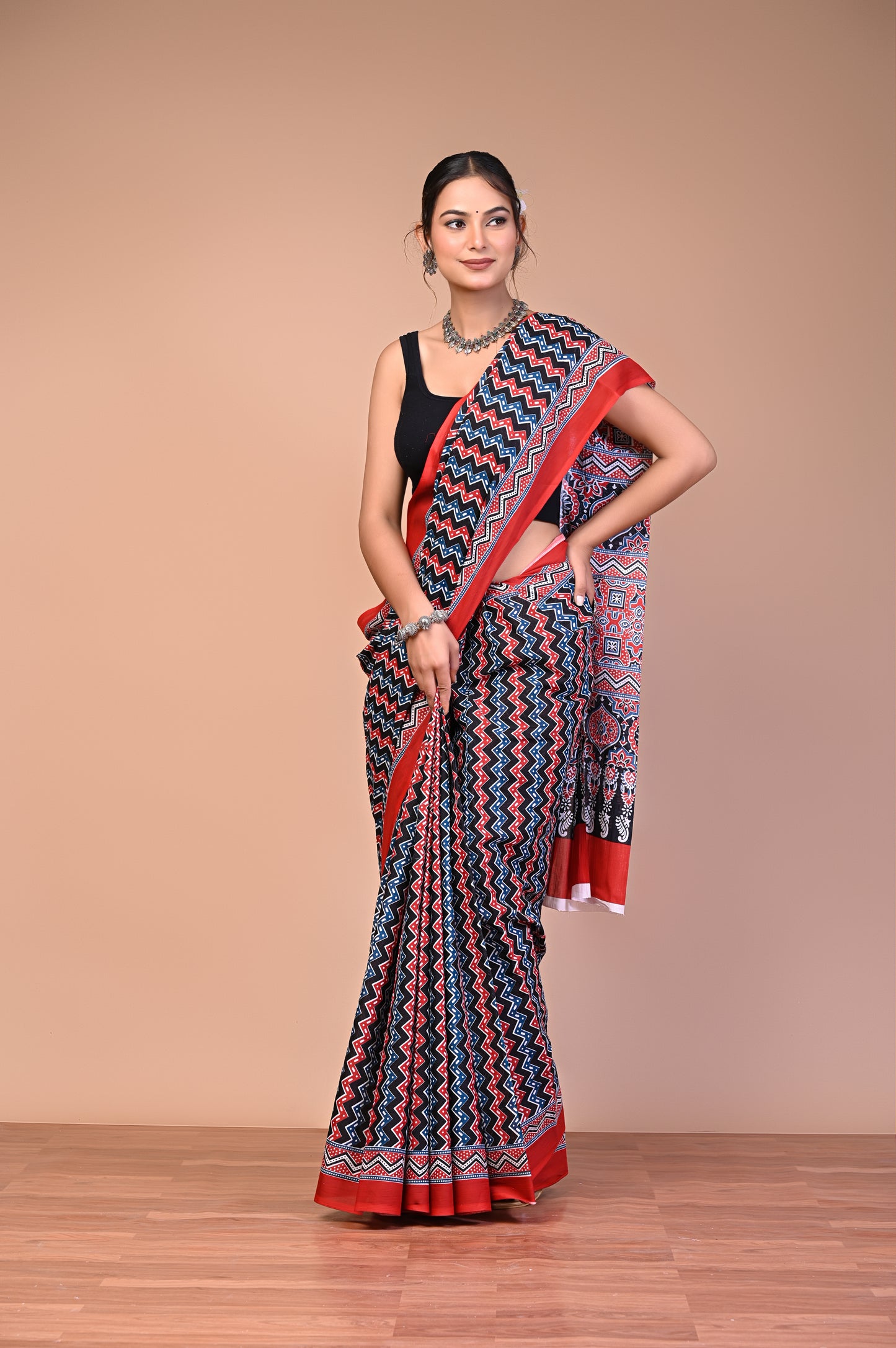 Hand Block Print Cotton Mulmul Saree – Lightweight & Breathable Everyday Wear