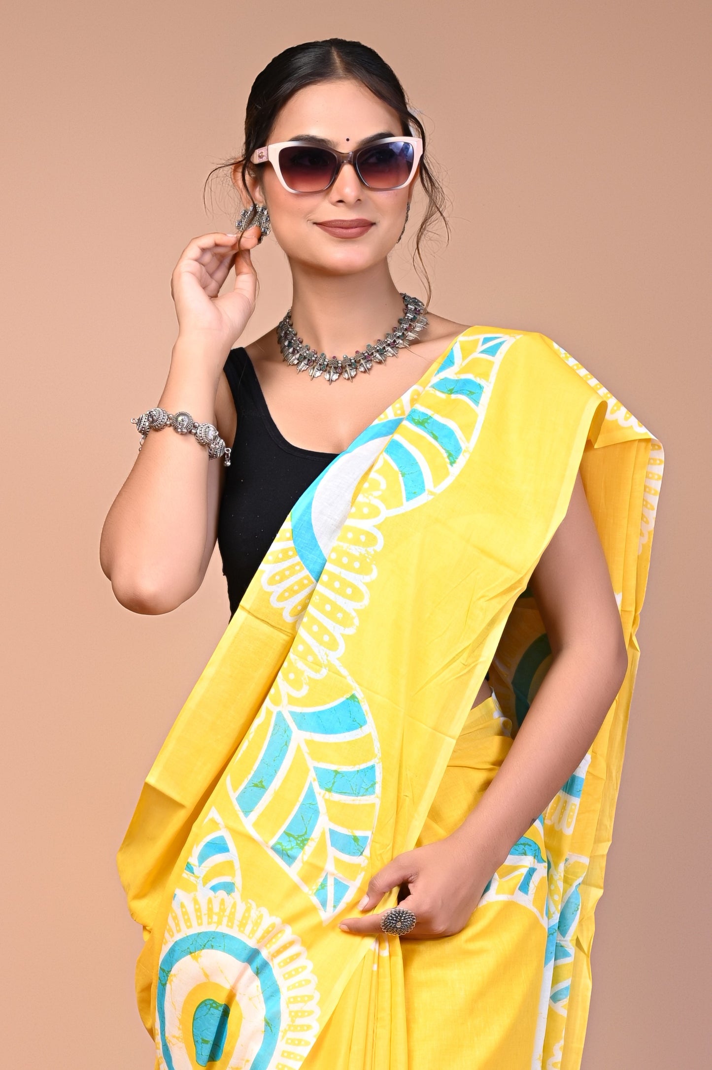Hand Block Print Cotton Mulmul Saree – Lightweight & Breathable Everyday Wear