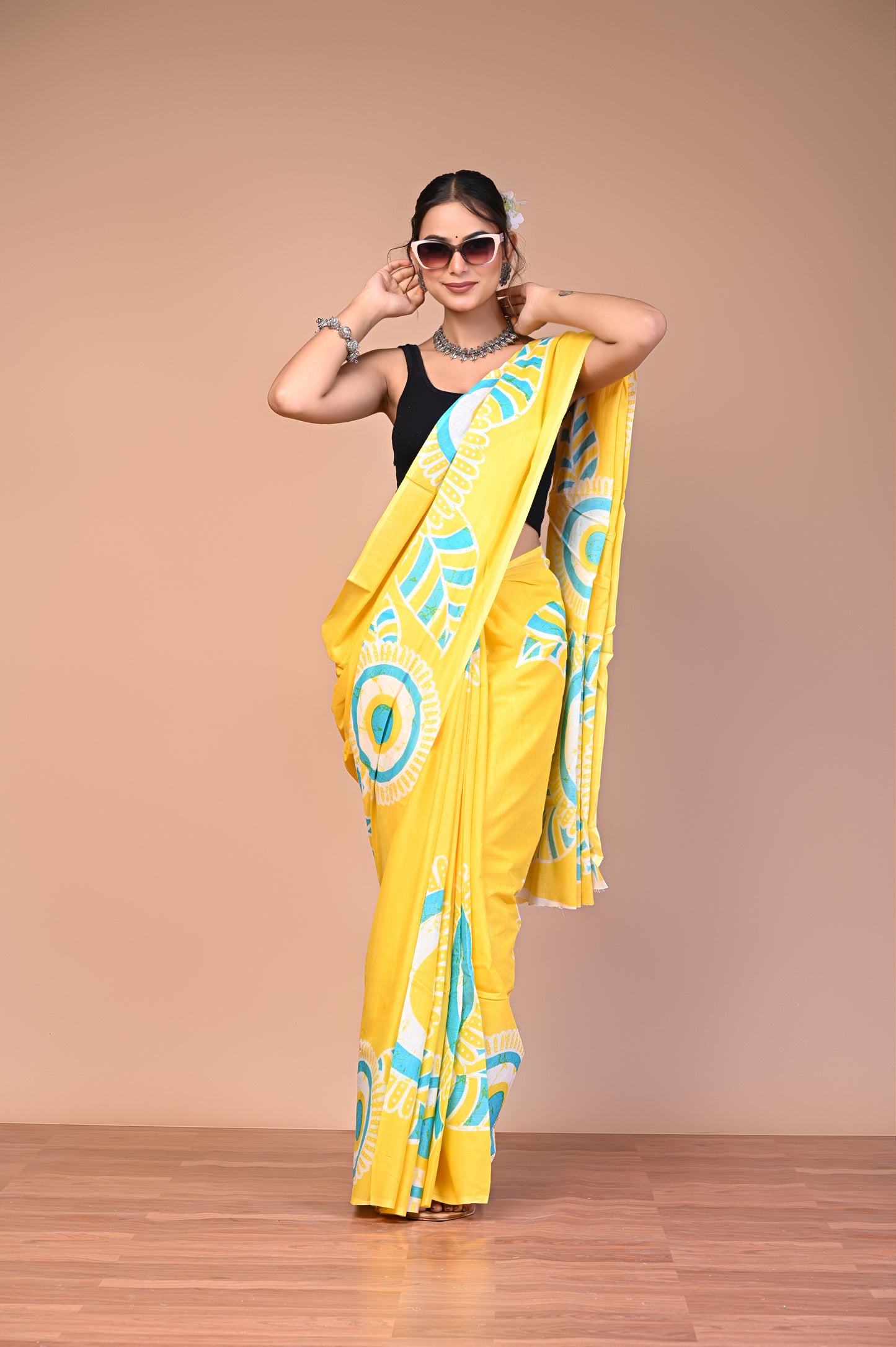 Hand Block Print Cotton Mulmul Saree – Lightweight & Breathable Everyday Wear