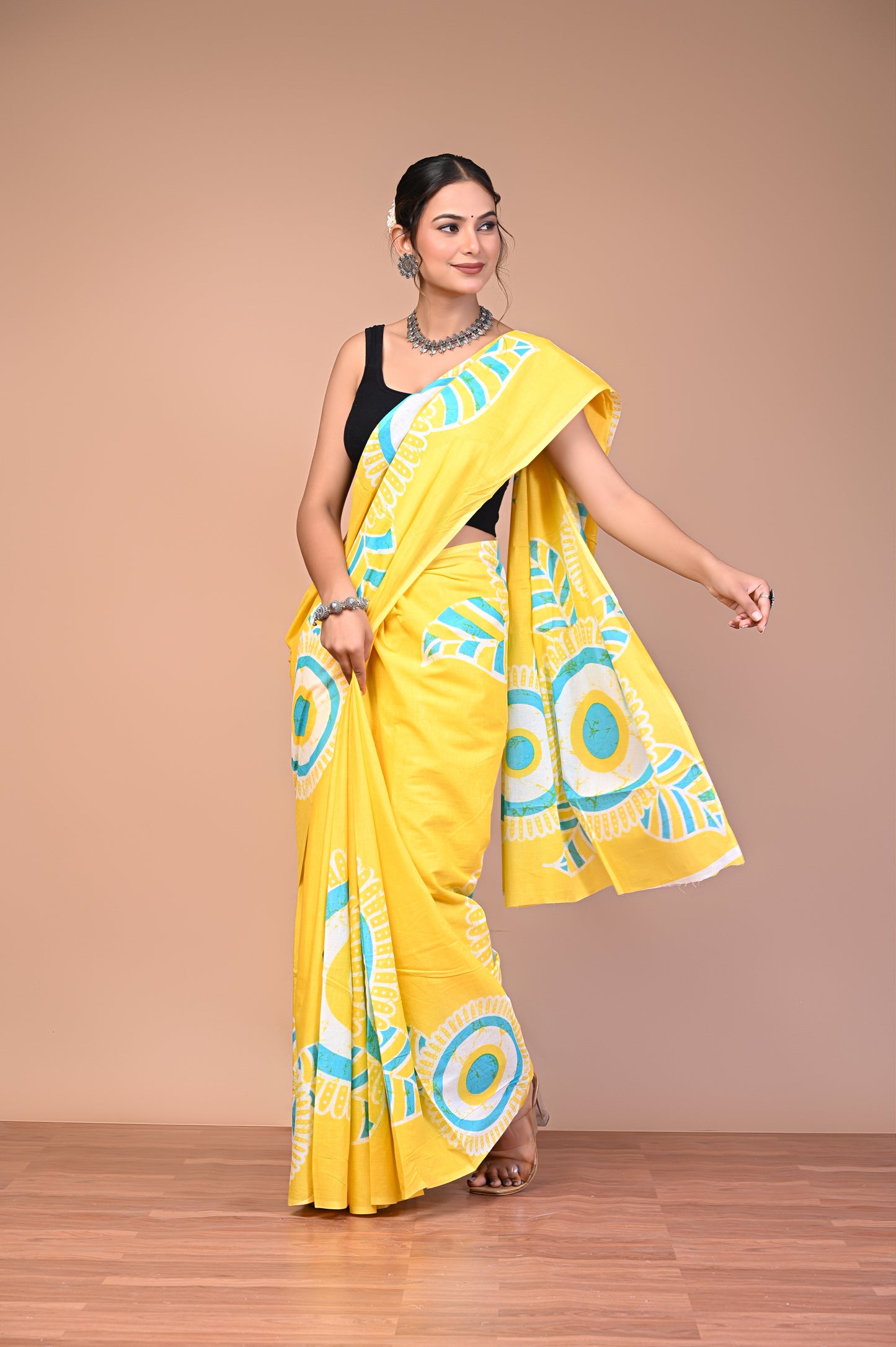 Hand Block Print Cotton Mulmul Saree – Lightweight & Breathable Everyday Wear