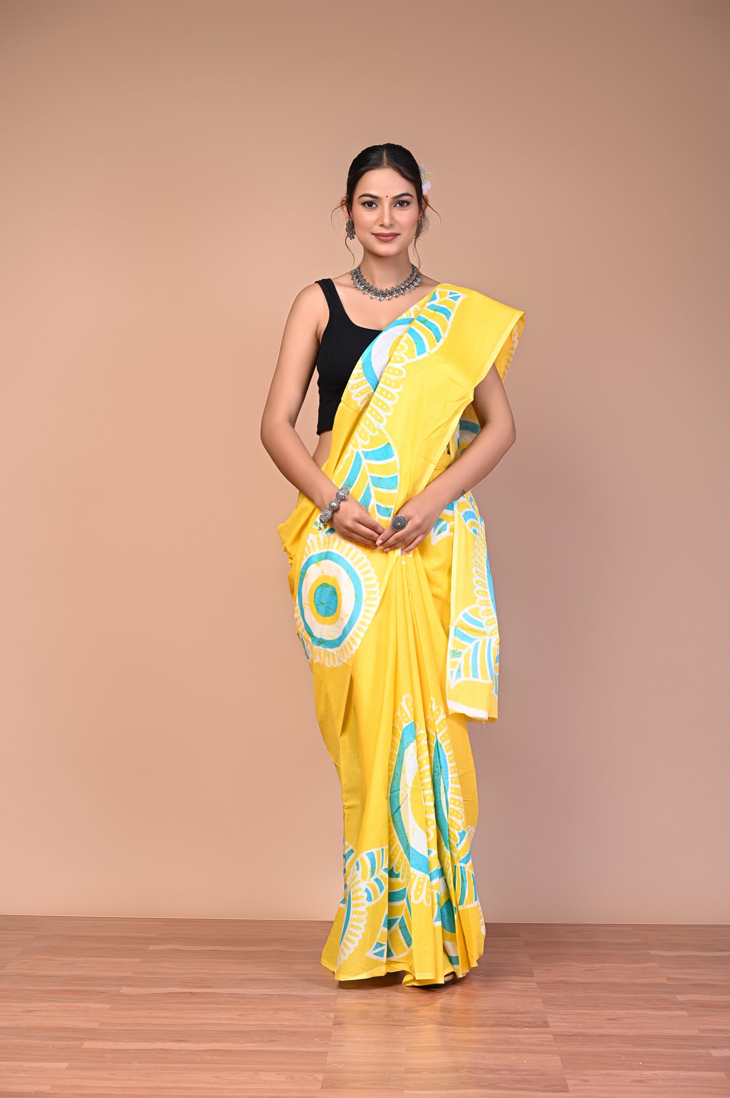 Hand Block Print Cotton Mulmul Saree – Lightweight & Breathable Everyday Wear
