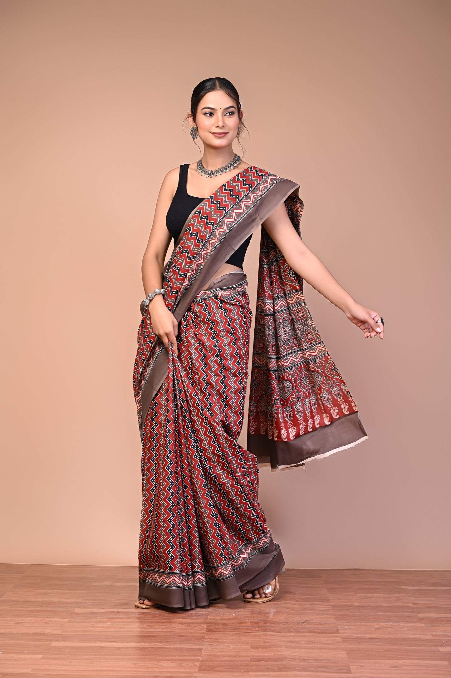 Hand Block Print Cotton Mulmul Saree – Lightweight & Breathable Everyday Wear