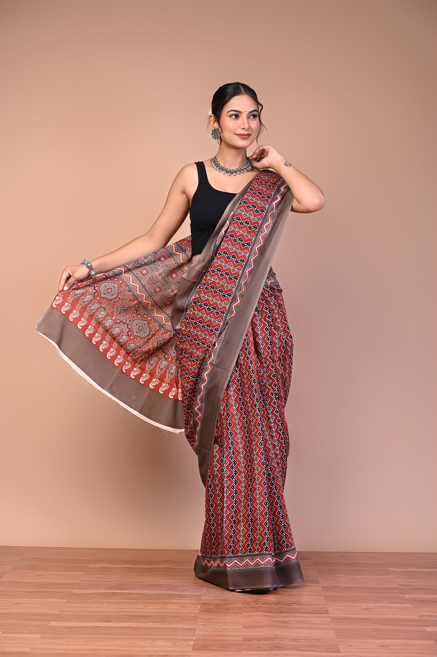 Hand Block Print Cotton Mulmul Saree – Lightweight & Breathable Everyday Wear