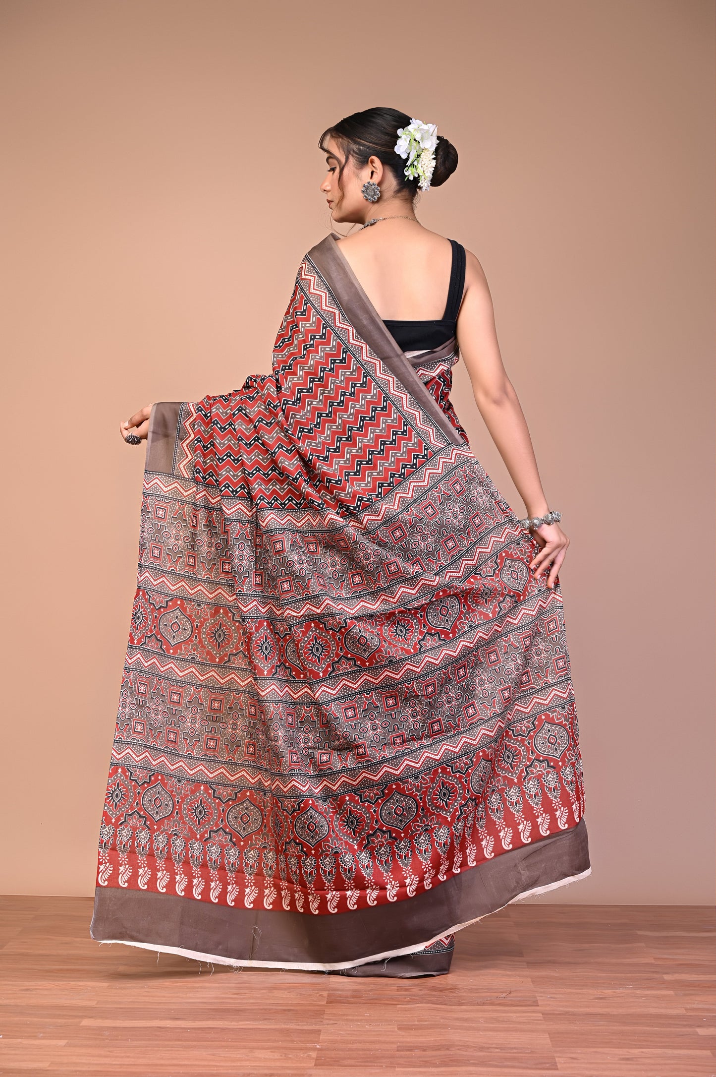 Hand Block Print Cotton Mulmul Saree – Lightweight & Breathable Everyday Wear