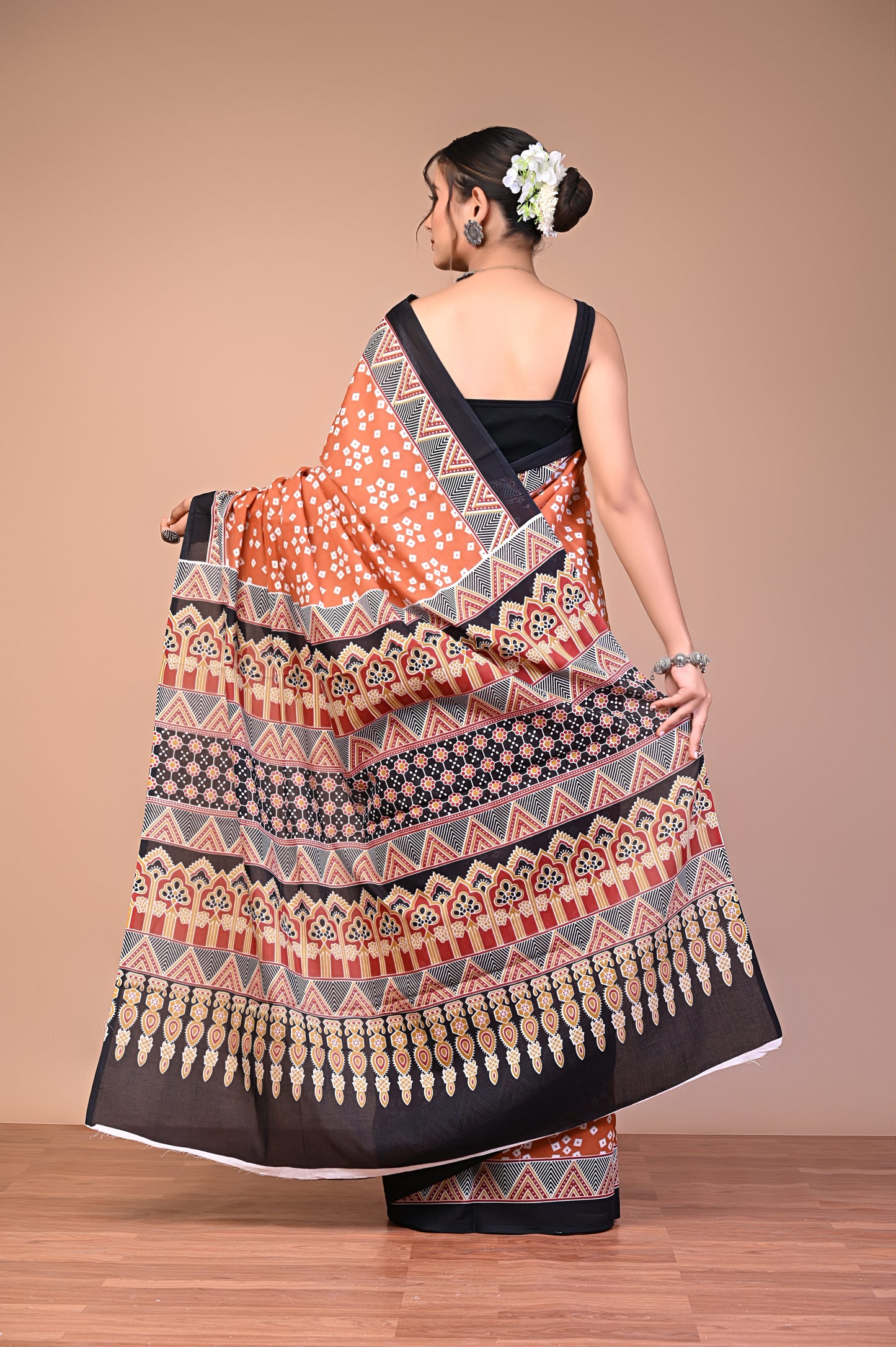 Hand Block Print Cotton Mulmul Saree – Lightweight & Breathable Everyday Wear