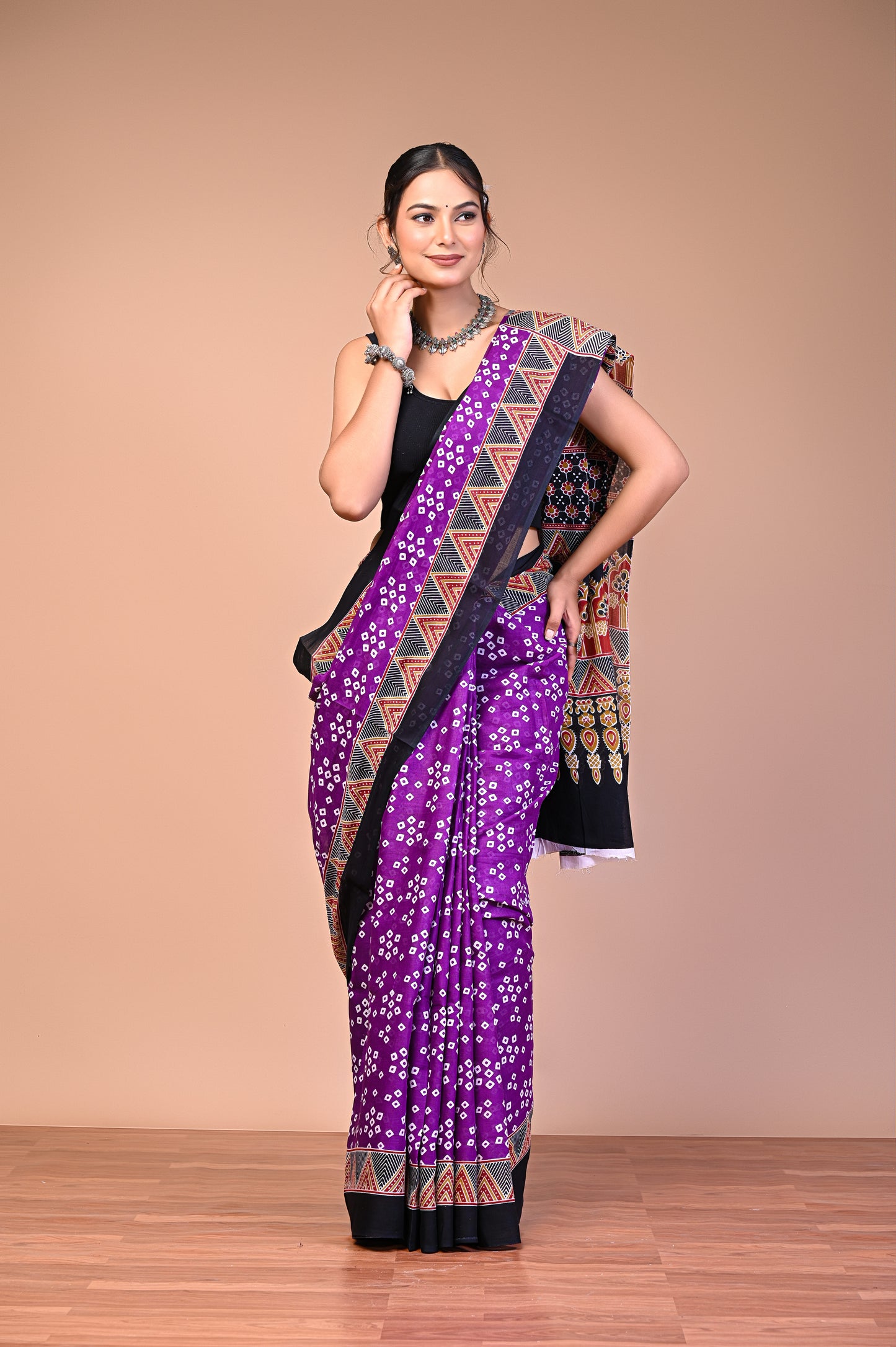 Hand Block Print Cotton Mulmul Saree – Lightweight & Breathable Everyday Wear