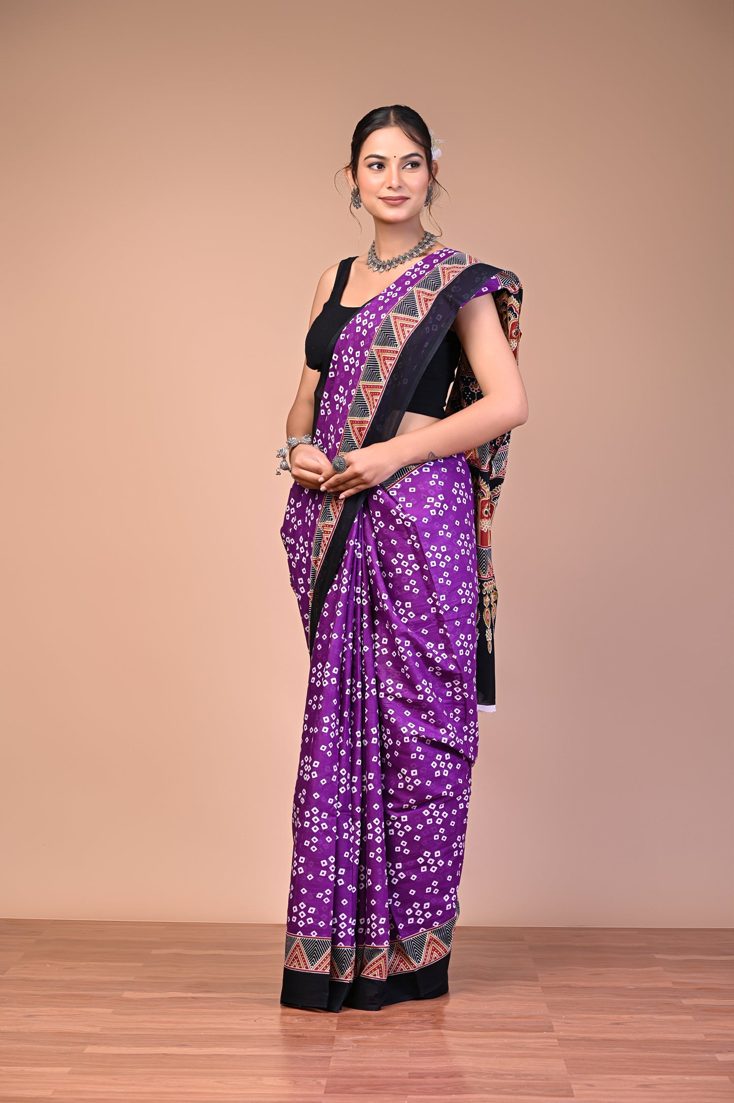 Hand Block Print Cotton Mulmul Saree – Lightweight & Breathable Everyday Wear