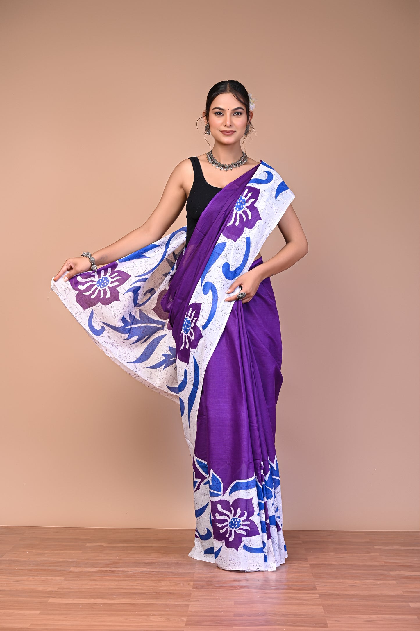 Hand Block Print Cotton Mulmul Saree – Lightweight & Breathable Everyday Wear