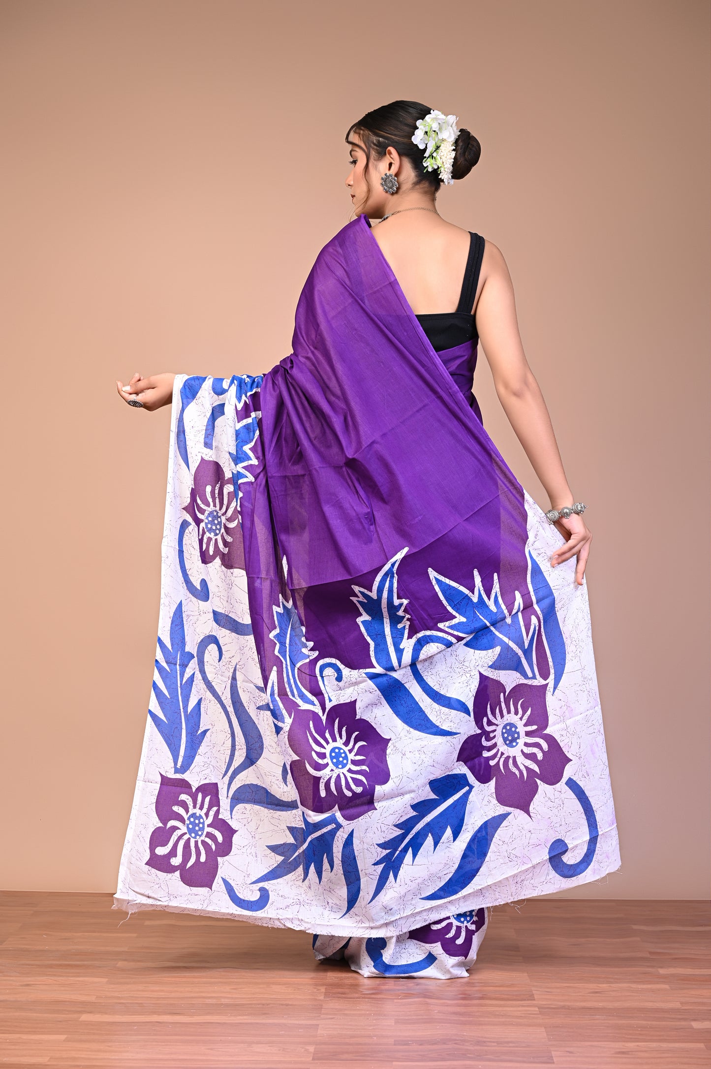 Hand Block Print Cotton Mulmul Saree – Lightweight & Breathable Everyday Wear