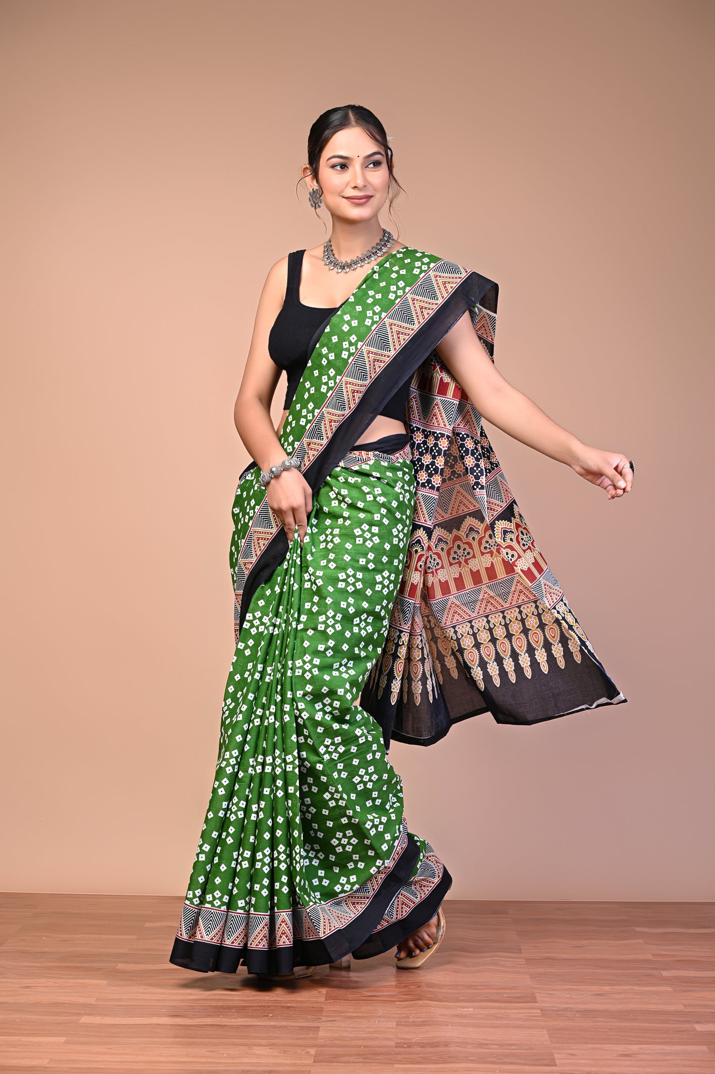 Hand Block Print Cotton Mulmul Saree – Lightweight & Breathable Everyday Wear