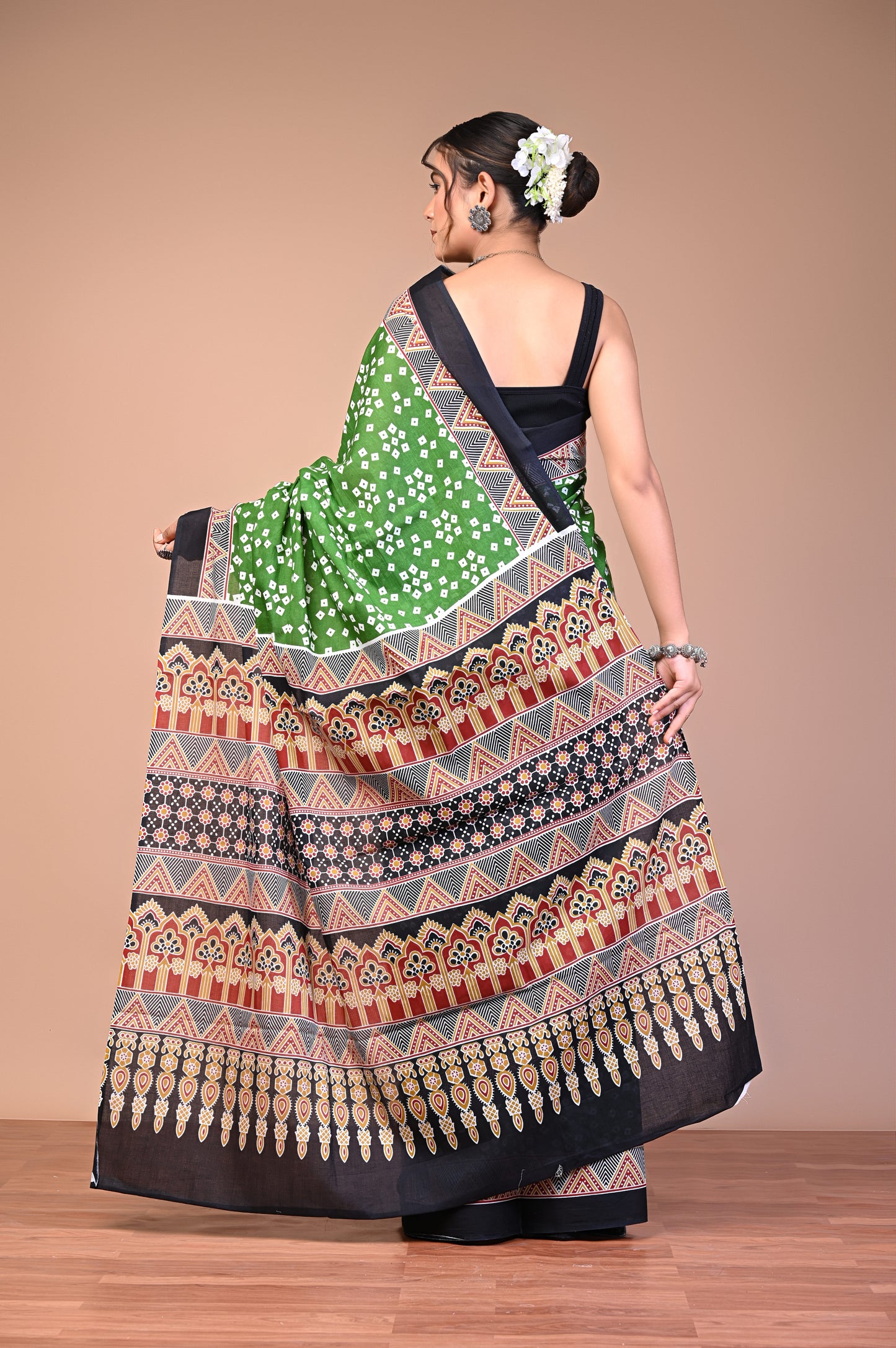 Hand Block Print Cotton Mulmul Saree – Lightweight & Breathable Everyday Wear