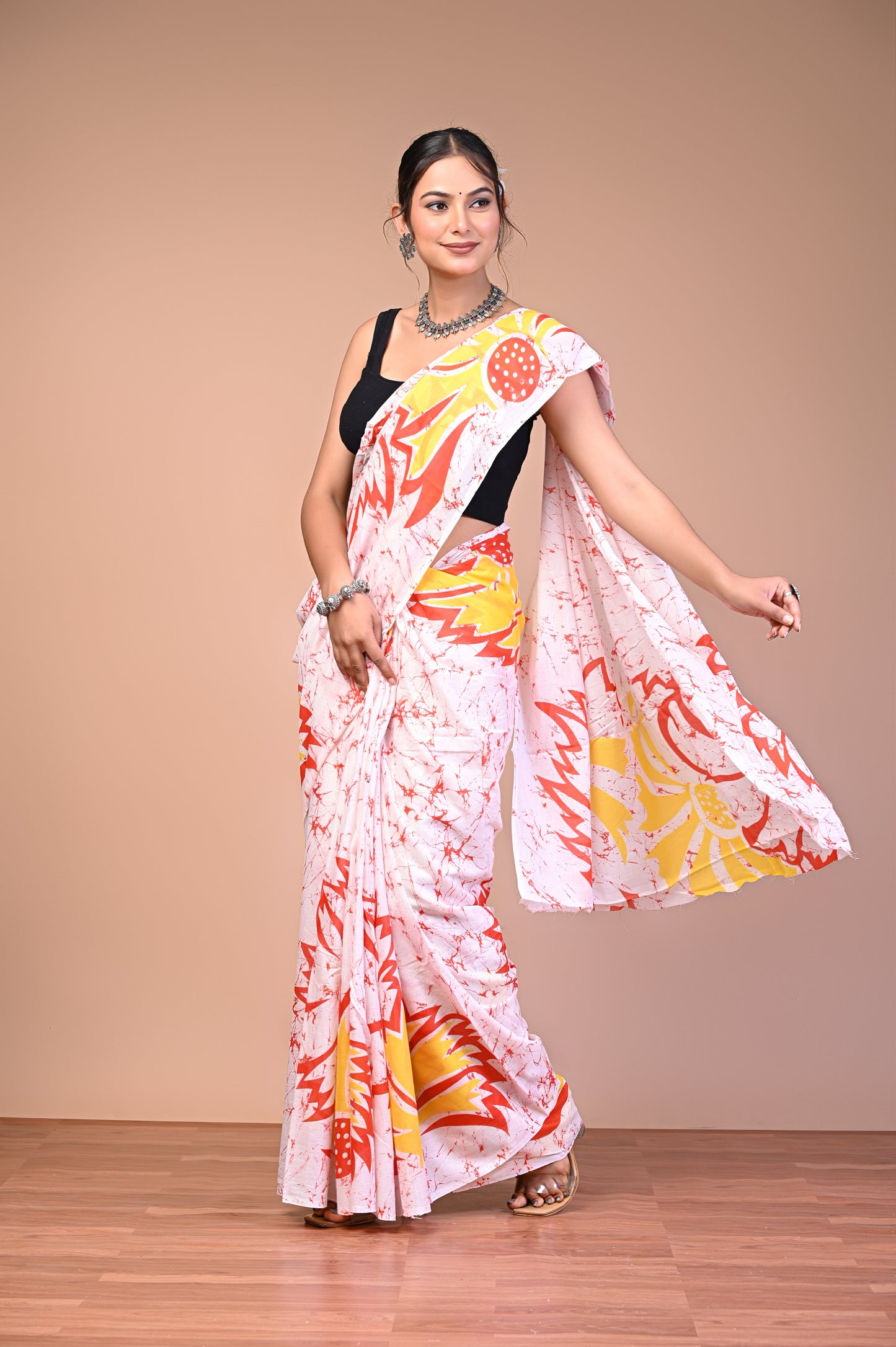 Hand Block Print Cotton Mulmul Saree – Lightweight & Breathable Everyday Wear