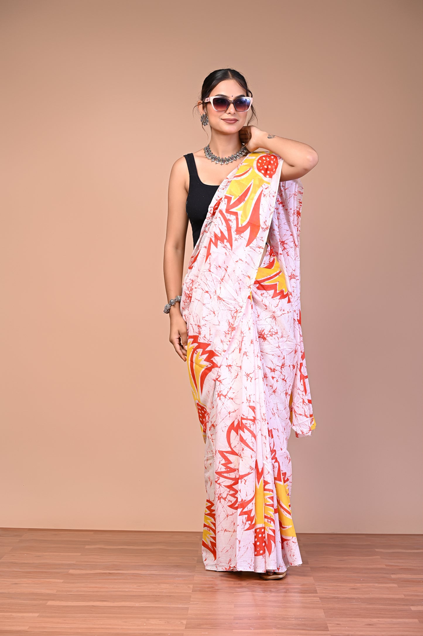 Hand Block Print Cotton Mulmul Saree – Lightweight & Breathable Everyday Wear