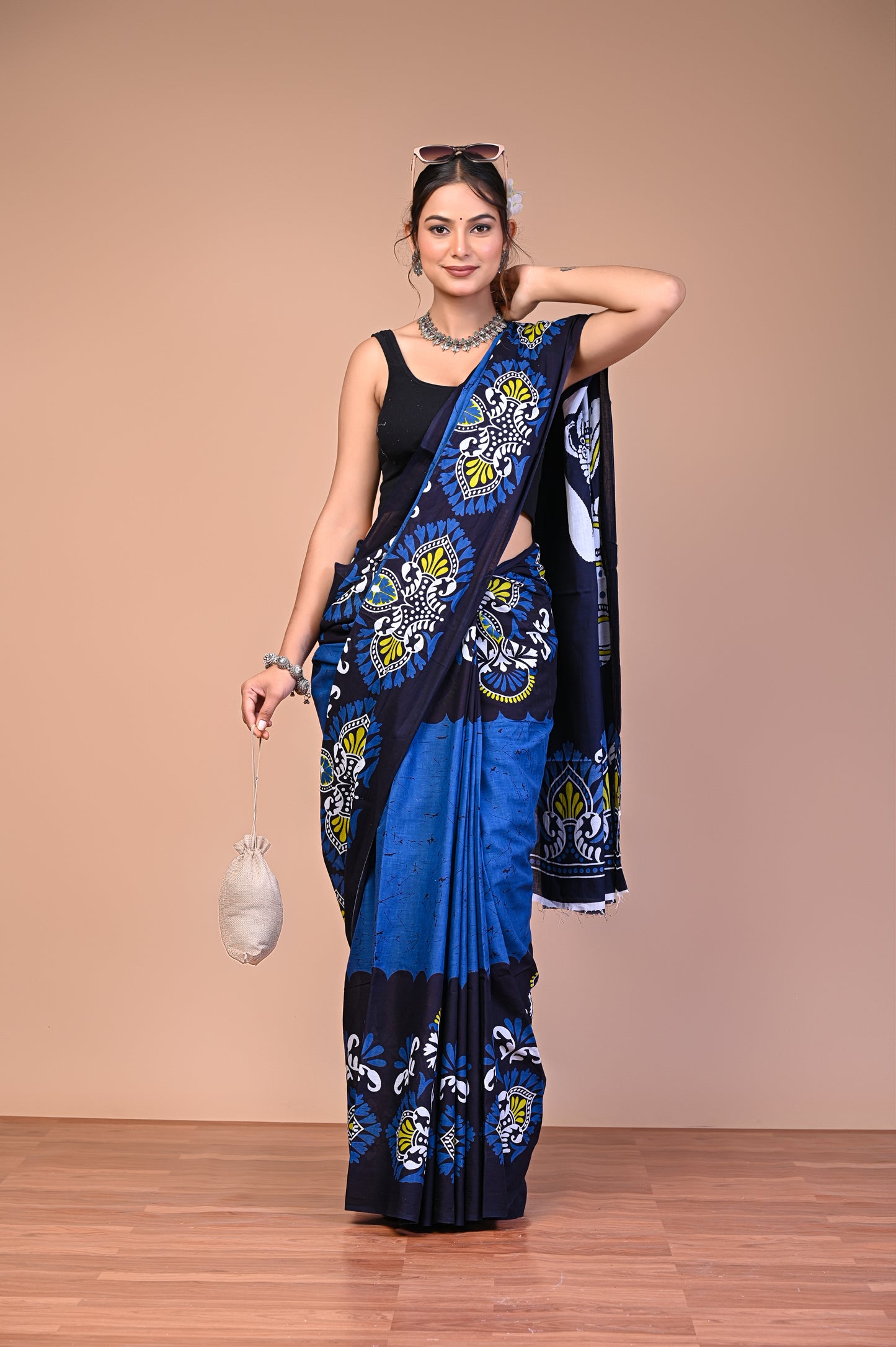 Hand Block Print Cotton Mulmul Saree – Lightweight & Breathable Everyday Wear