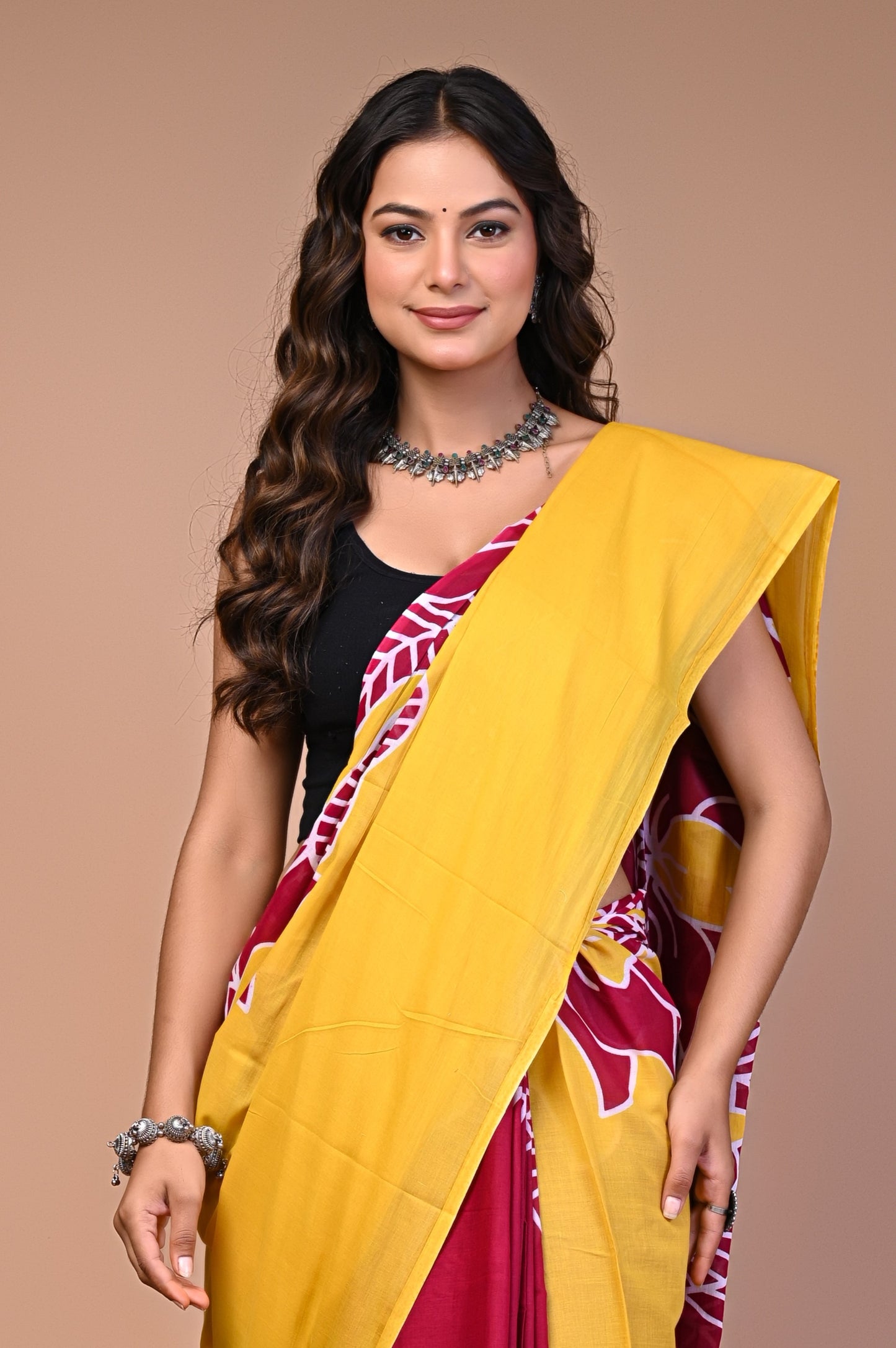 Batik Printed Cotton Mul Saree featuring handcrafted batik print design