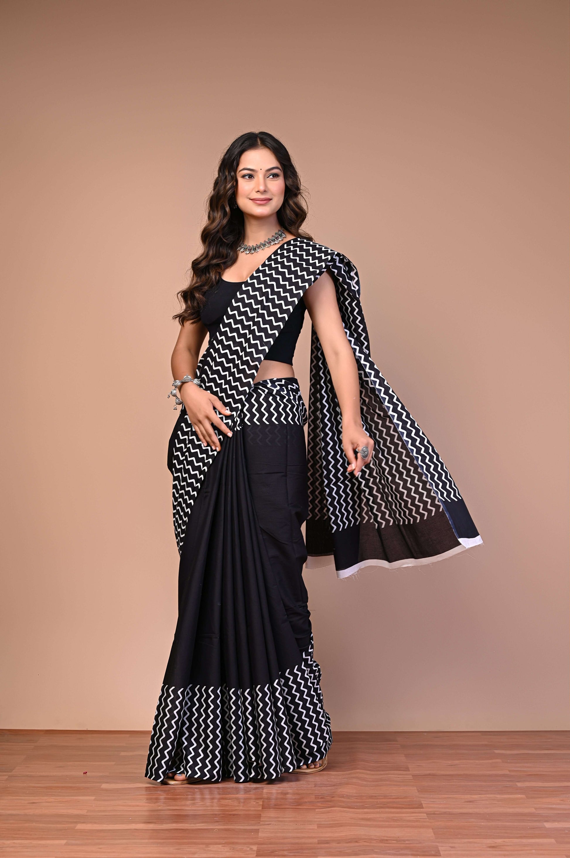 Dabu Printed Cotton Mul Saree By Printed Threads with traditional hand block dabu motifs