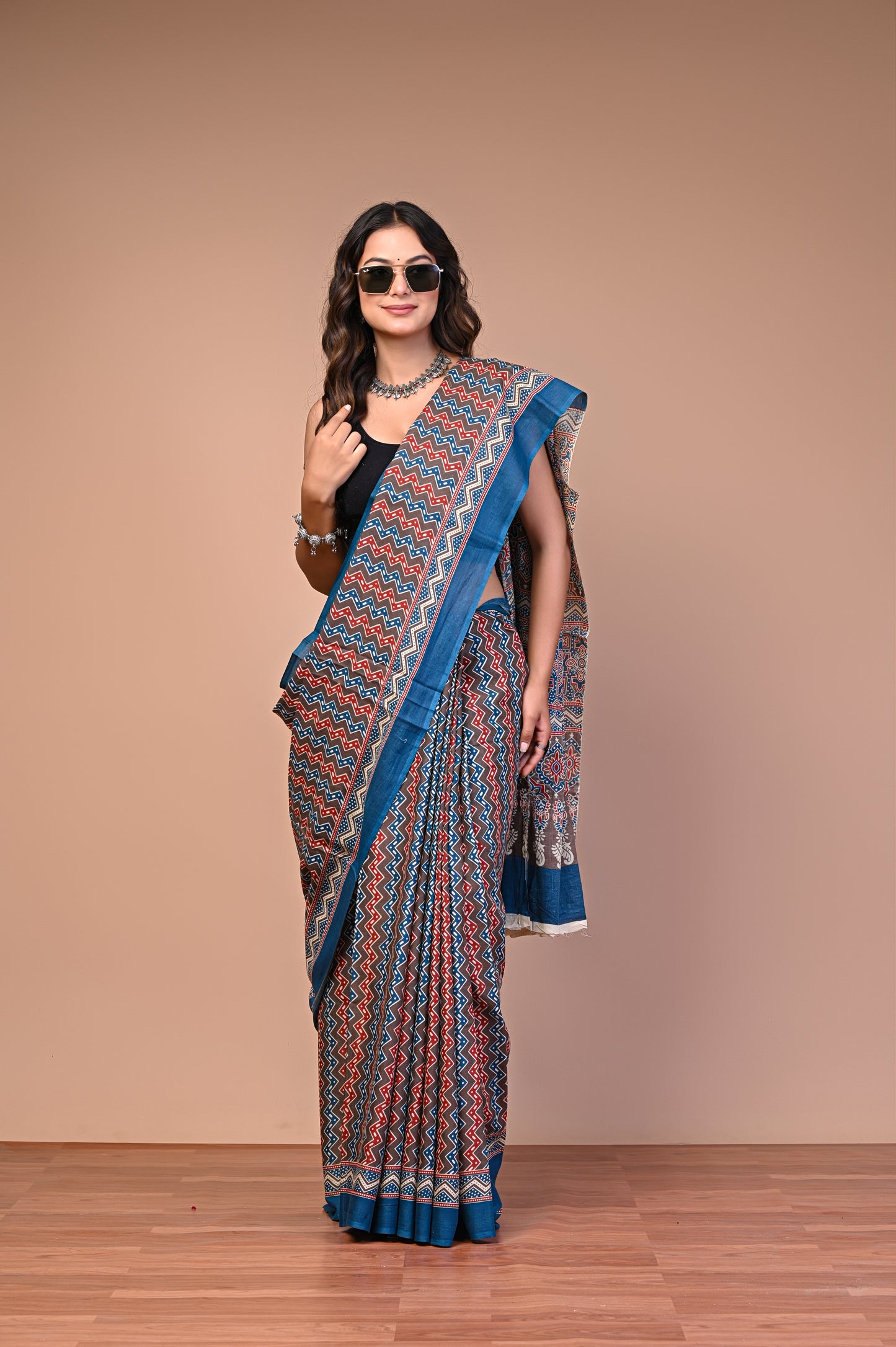 Hand Block Print Cotton Mulmul Saree – Lightweight & Breathable Everyday Wear