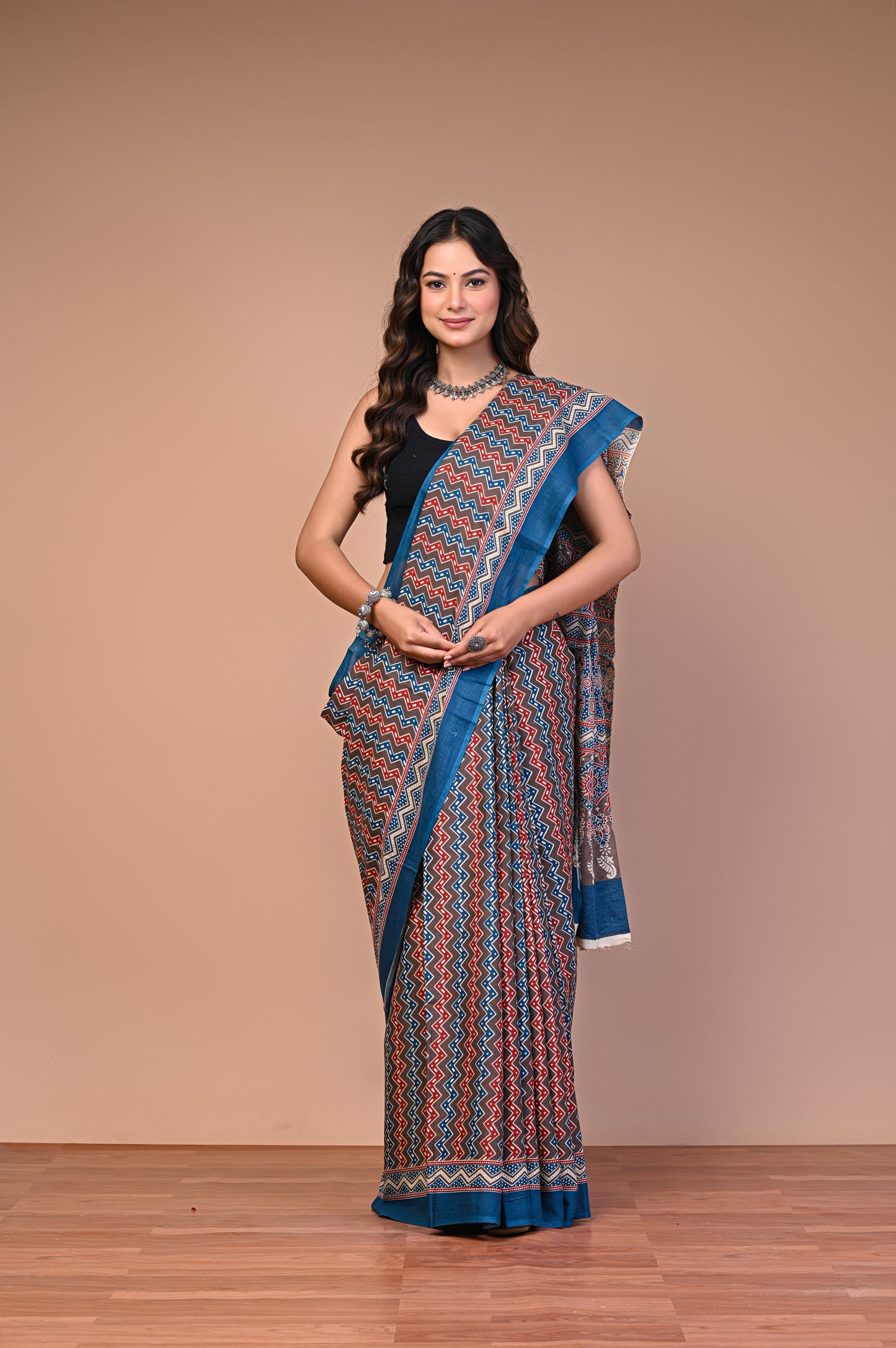 Hand Block Print Cotton Mulmul Saree – Lightweight & Breathable Everyday Wear