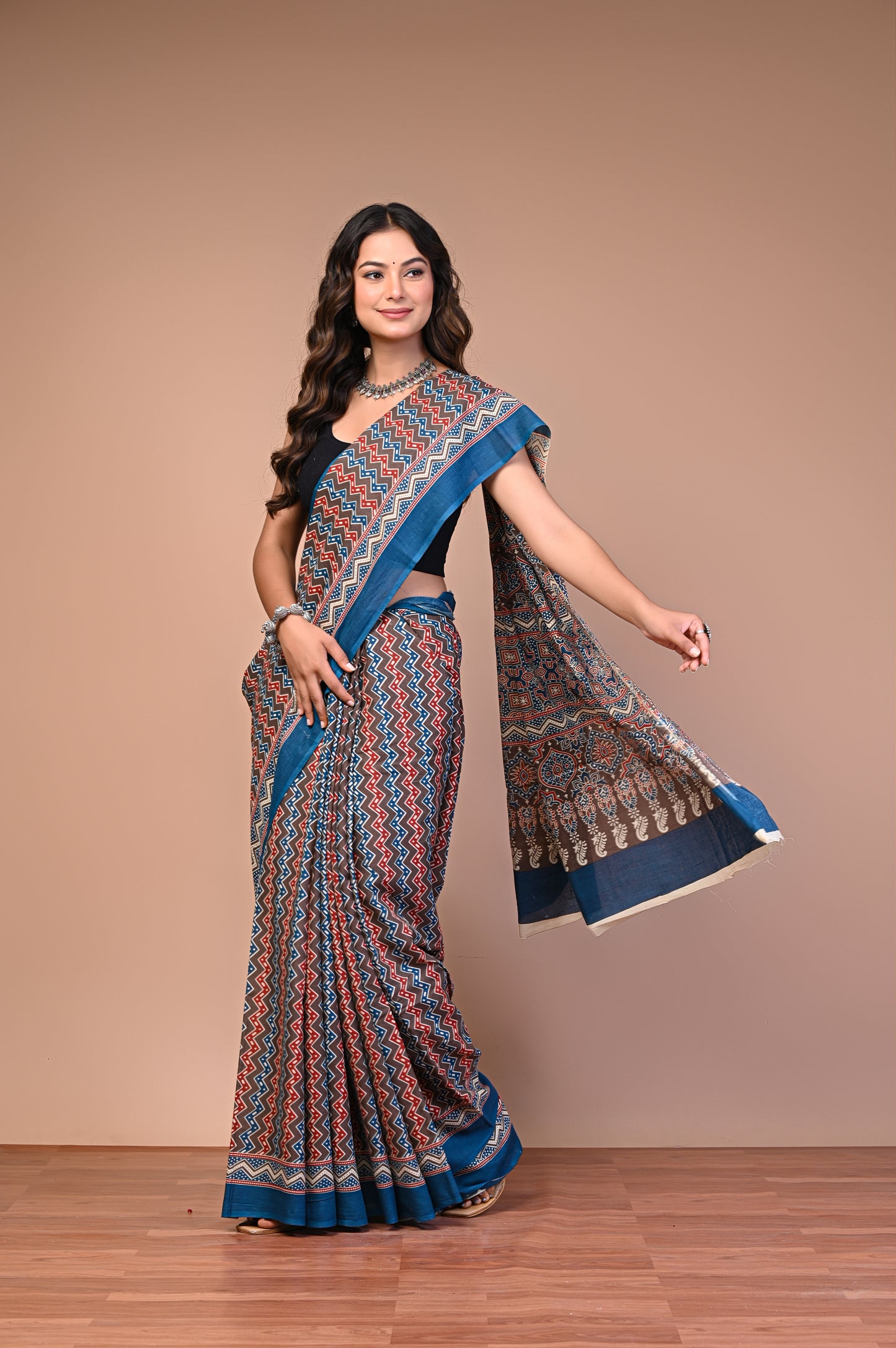 Hand Block Print Cotton Mulmul Saree – Lightweight & Breathable Everyday Wear