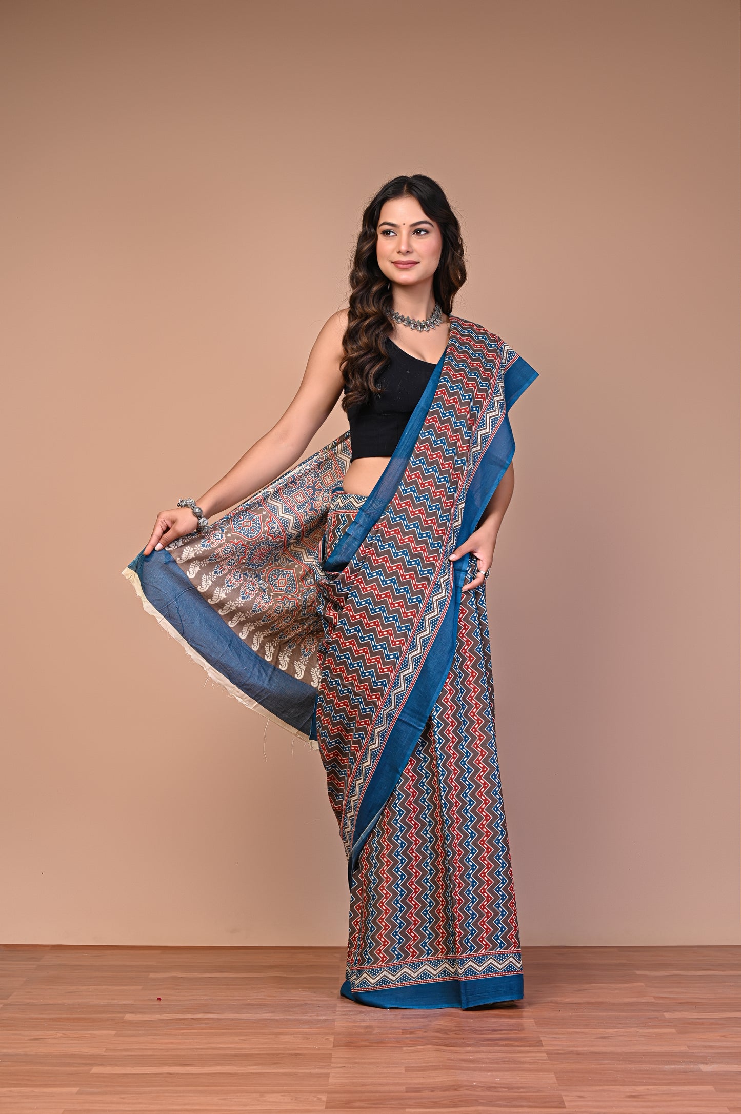 Hand Block Print Cotton Mulmul Saree – Lightweight & Breathable Everyday Wear