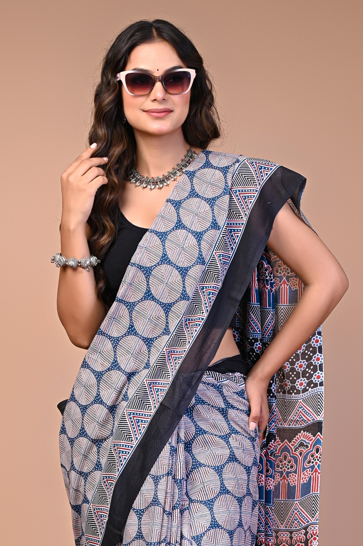 Hand Block Print Cotton Mulmul Saree – Soft, Lightweight & Breathable
