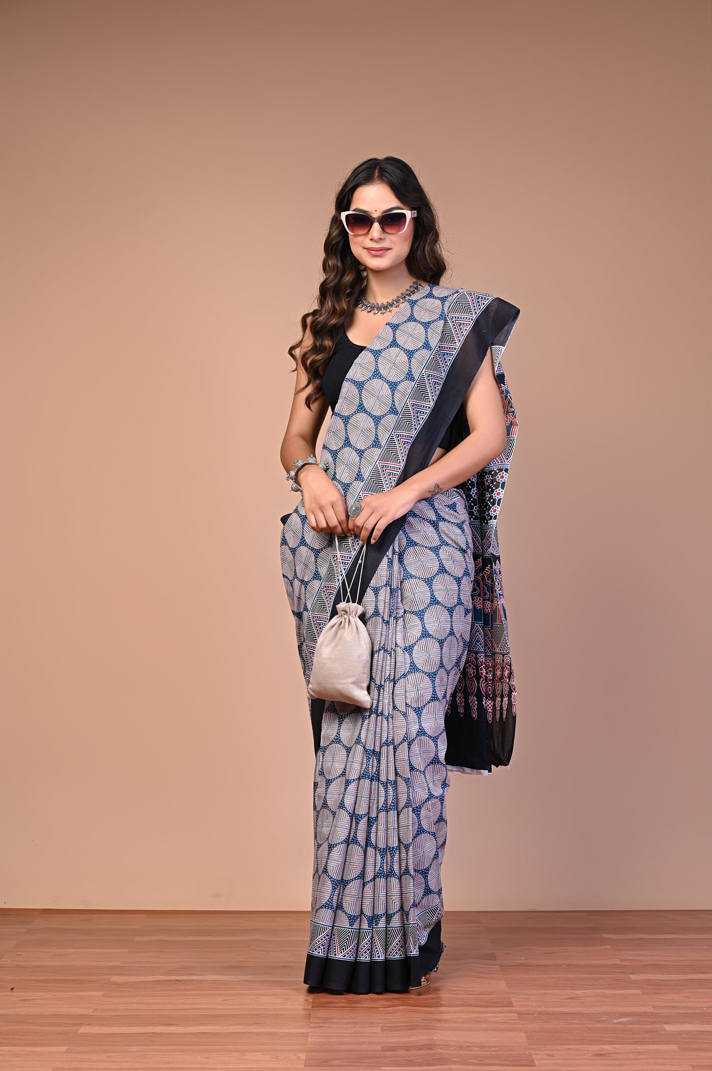 Hand Block Print Cotton Mulmul Saree – Soft, Lightweight & Breathable