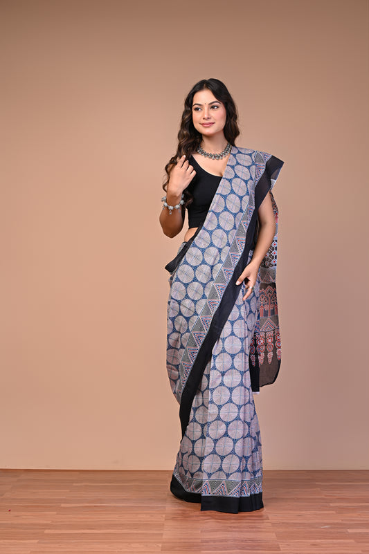 Ajrakh Verse — Azure Bandhani