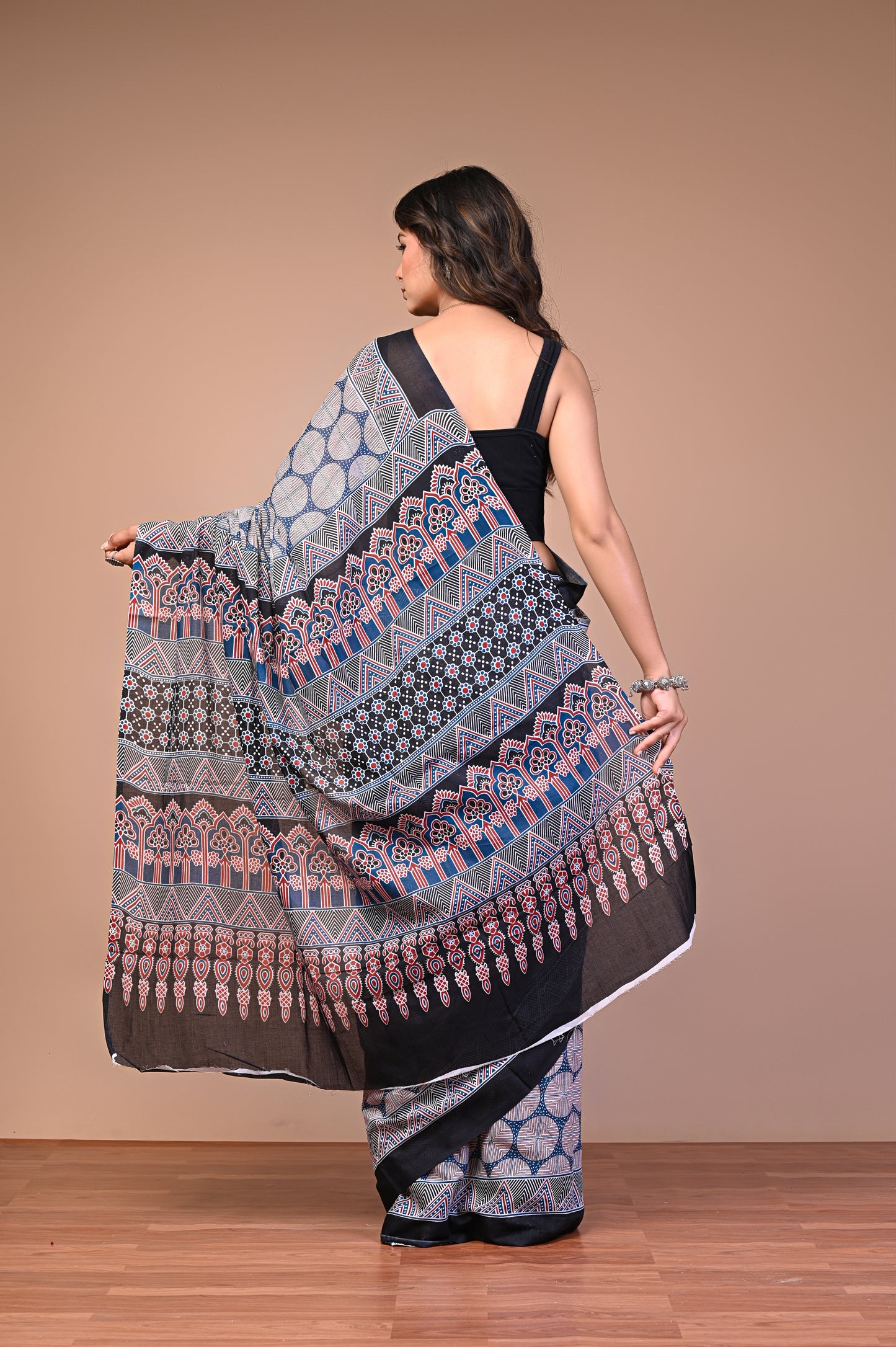 Hand Block Print Cotton Mulmul Saree – Soft, Lightweight & Breathable