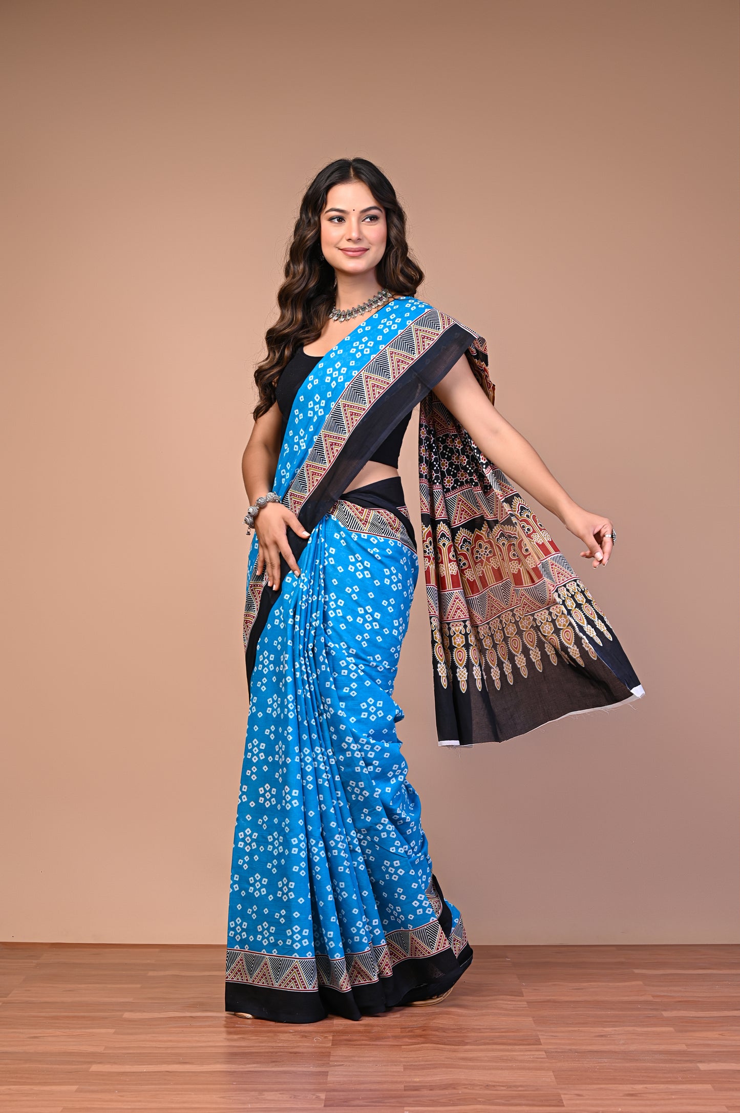 Hand Block Print Cotton Mulmul Saree | Lightweight Soft Cotton Saree for Daily & Summer Wear