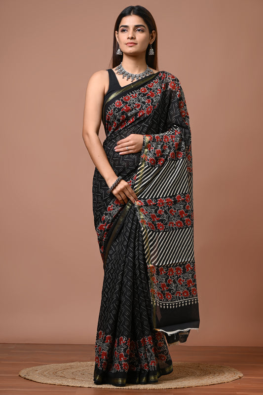 Elegant Cotton Zari Saree – Lightweight Traditional Wear for Festive & Daily Use