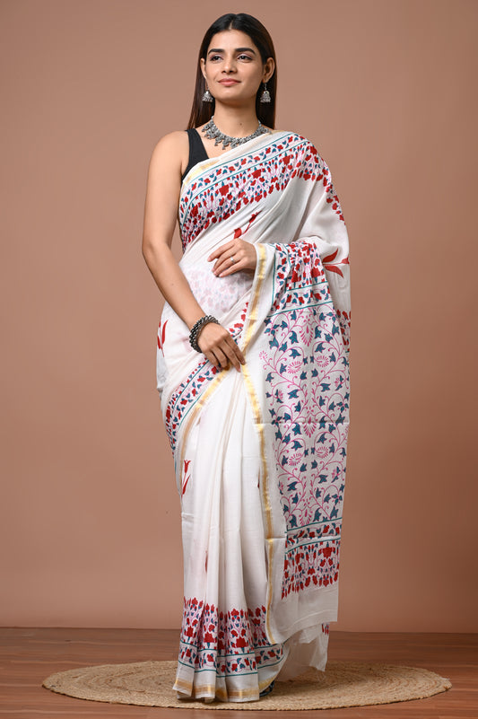 Elegant Cotton Zari Saree – Lightweight Traditional Wear for Festive & Daily Use
