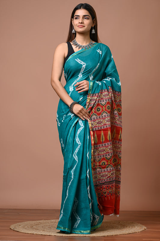 Elegant Cotton Zari Saree – Lightweight Traditional Wear for Festive & Daily Use
