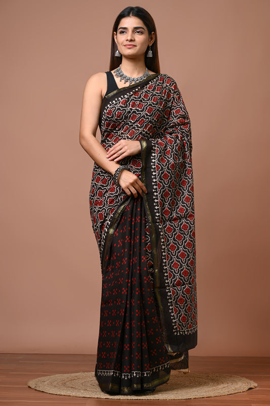 Elegant Cotton Zari Saree – Lightweight Traditional Wear for Festive & Daily Use