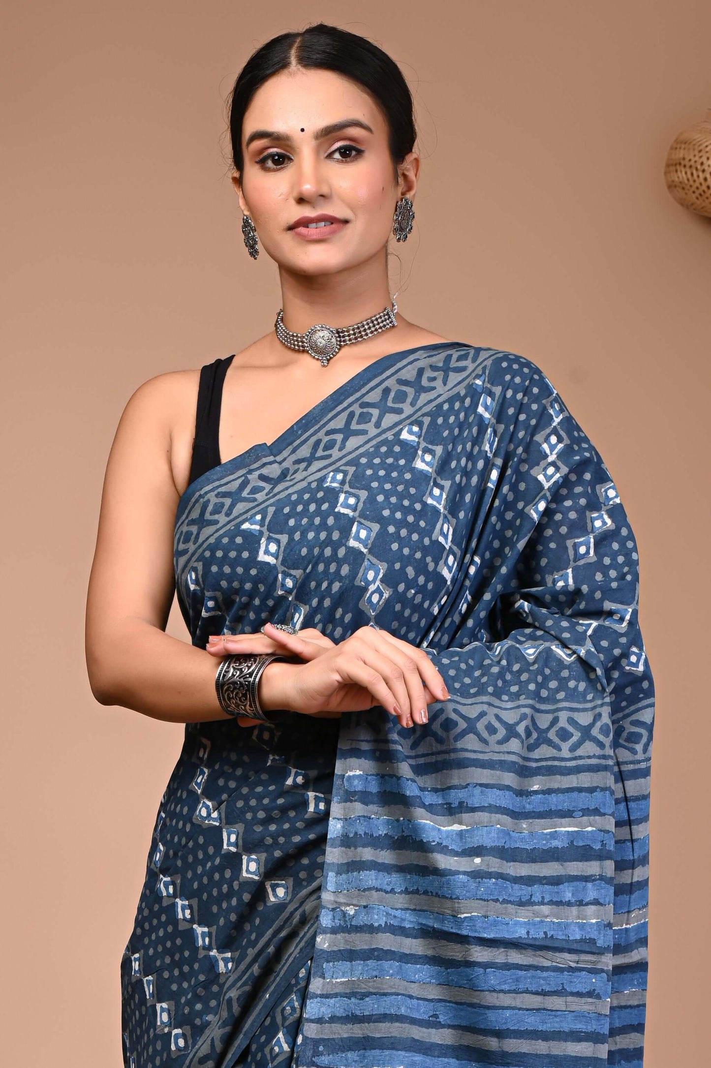 Cotton Hand Block Printed Saree
